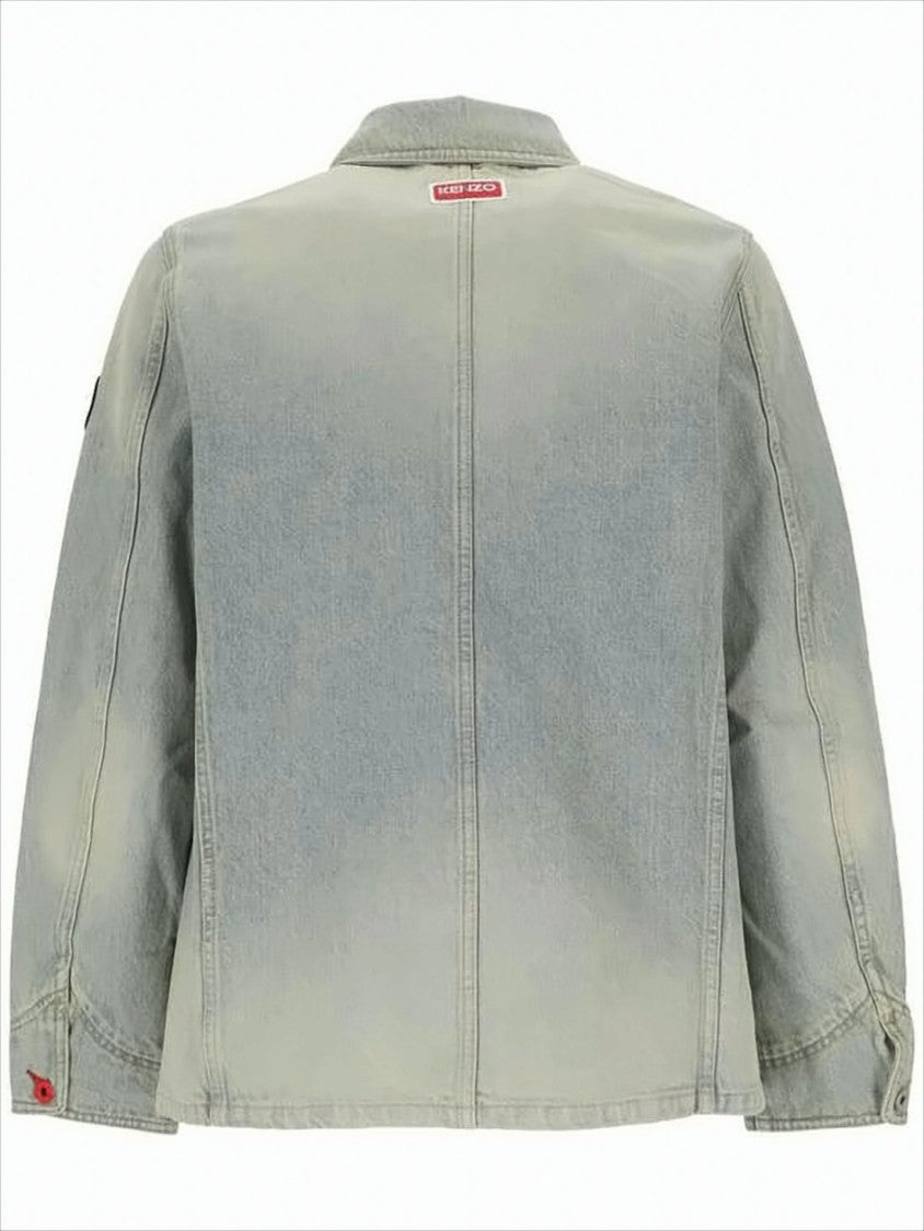Faded Denim Jacket With Colorful Embroidery