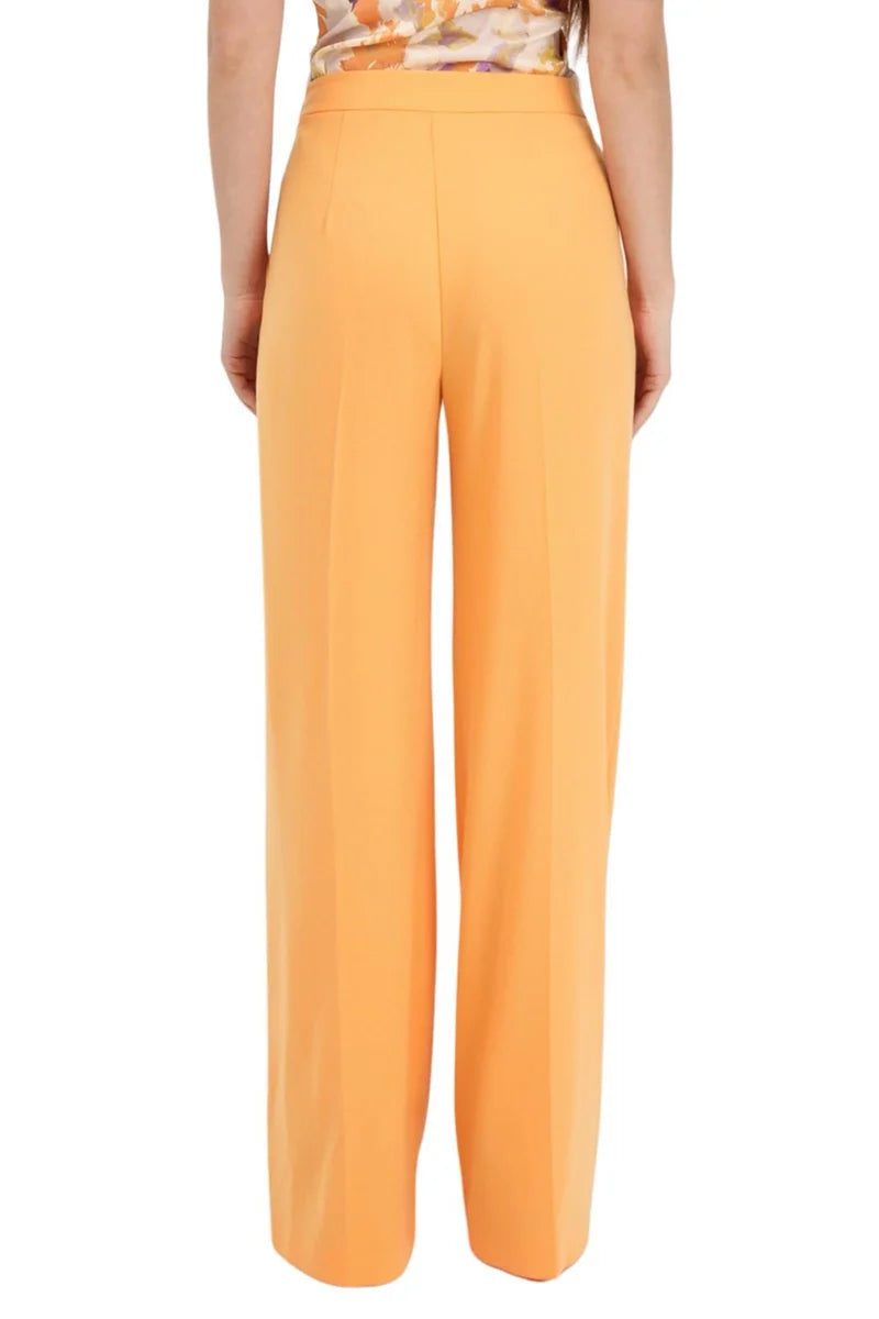 Wide-Leg Stretch Trousers in Vibrant Orange