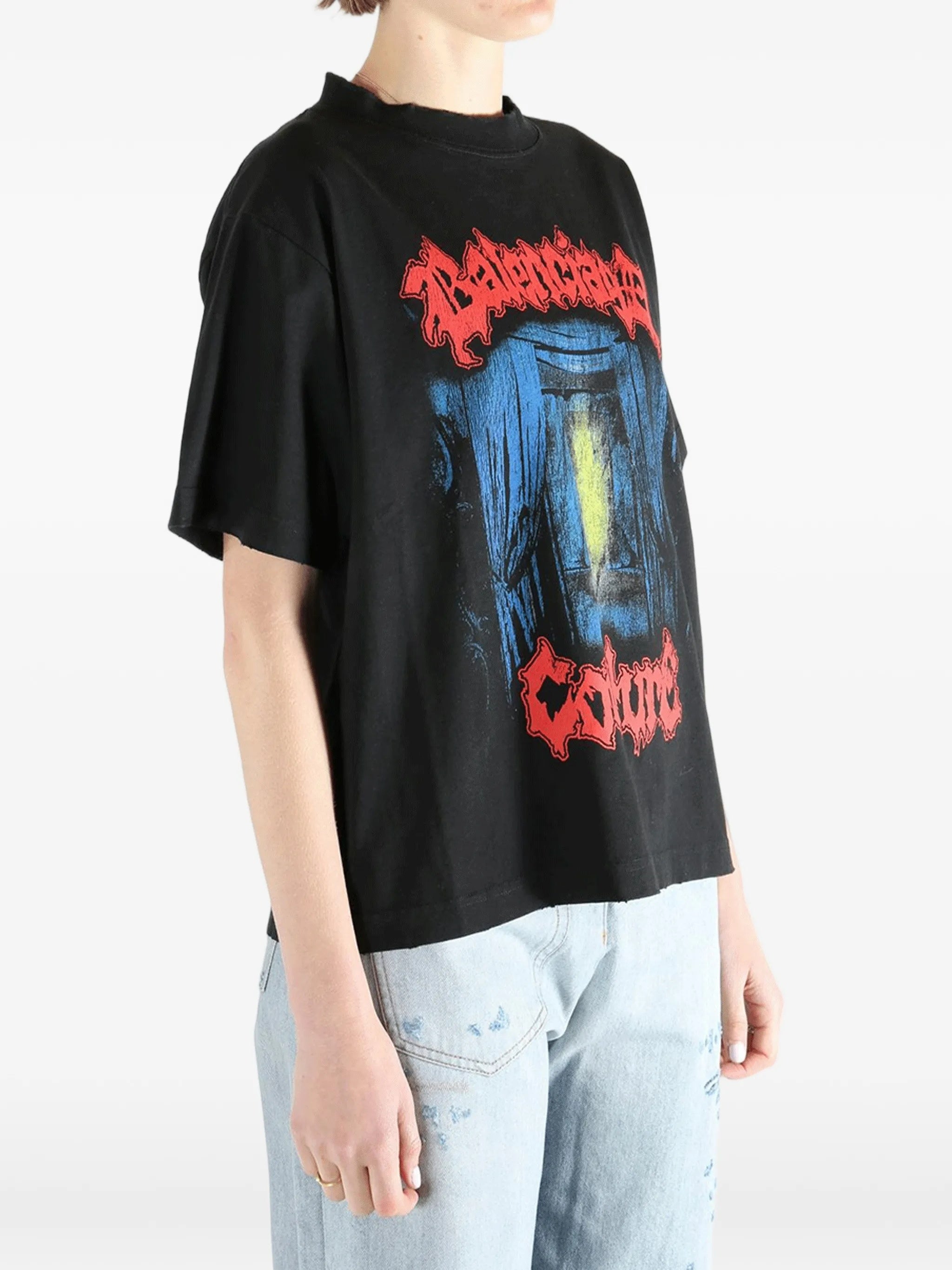 Black Medium Fit Boxy Graphic T-Shirt