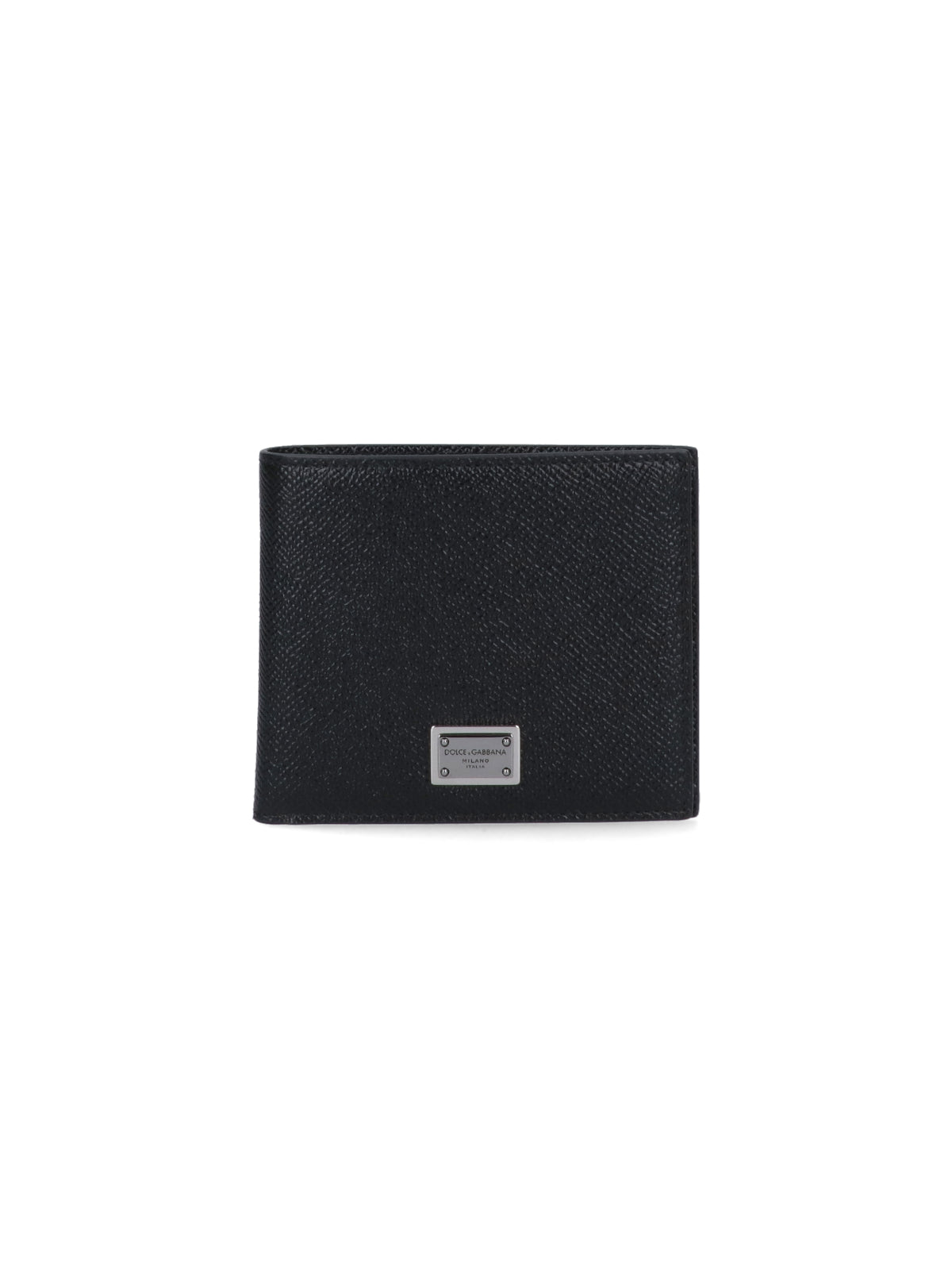 Bifold Textured Wallet with Rectangular Metal Branding