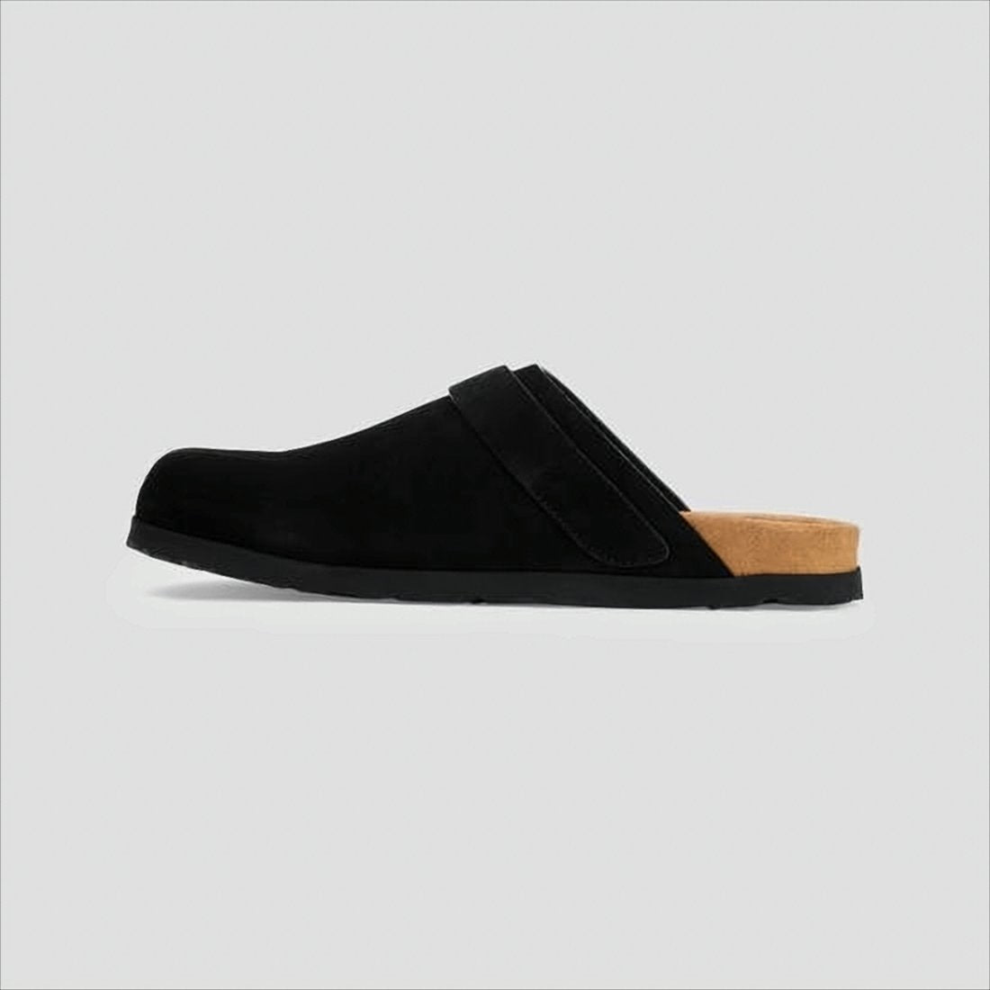 Matte-Finish Suede Slip-On Mules with Adjustable Strap
