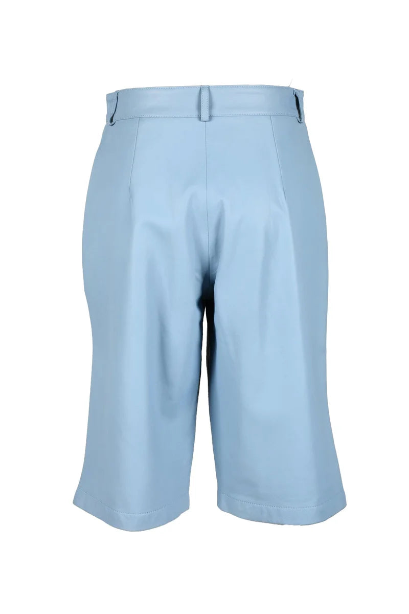 Leather Bermuda Shorts - Light Blue