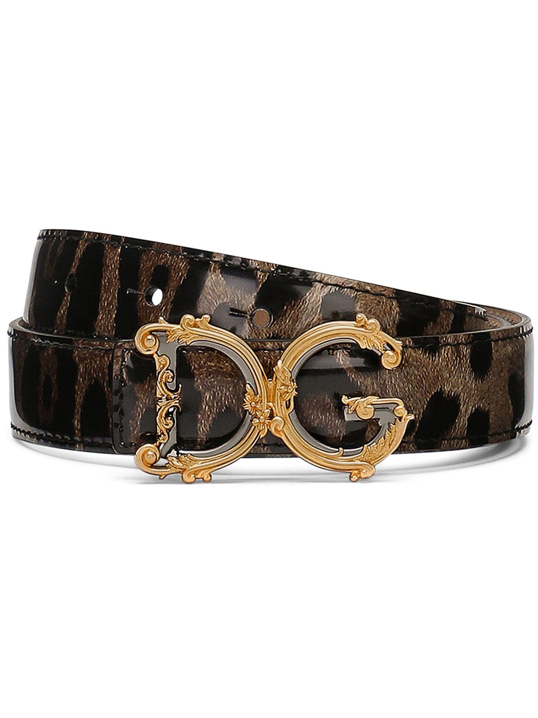 Glossy Leopard Print DG Barocco Belt