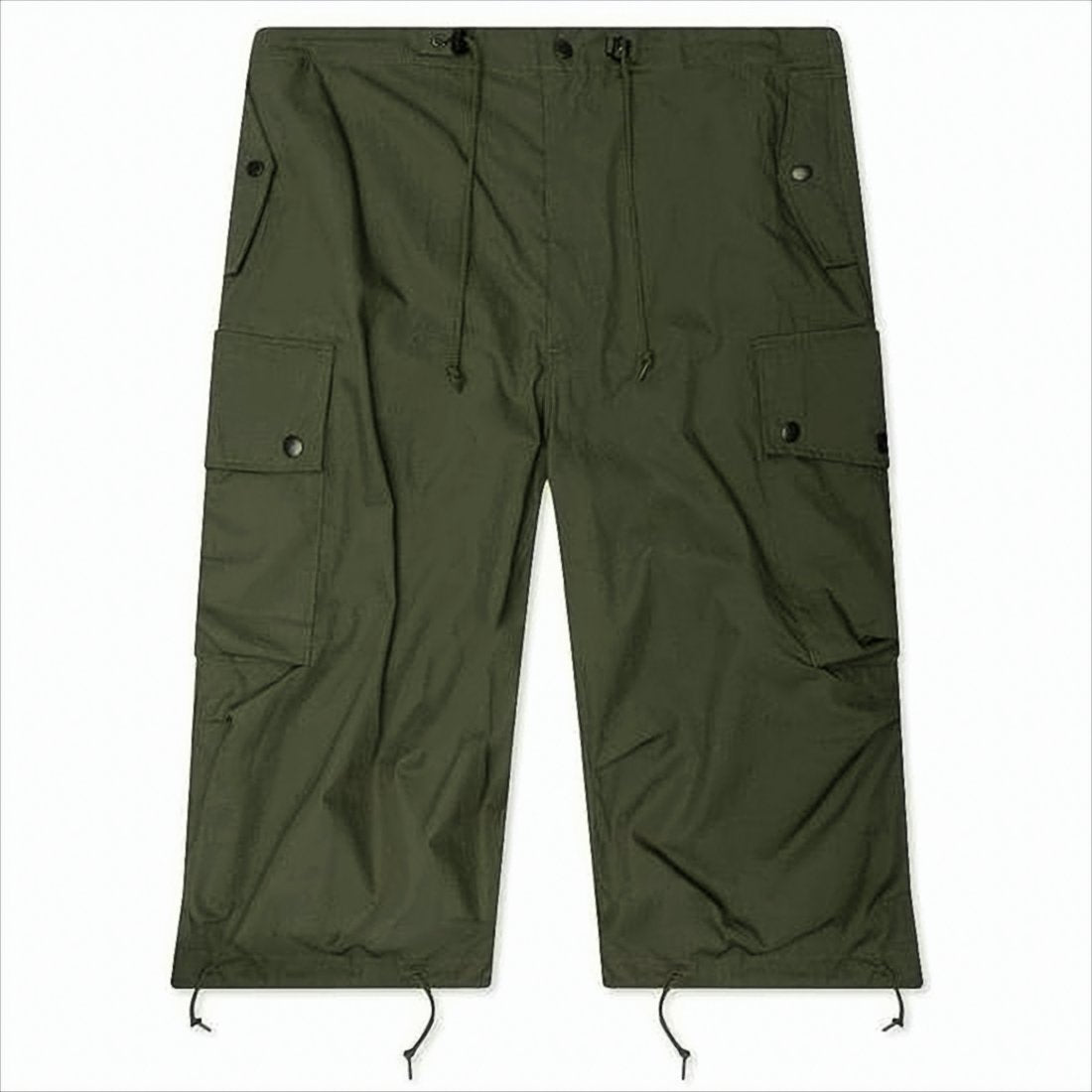 Utilitarian Green Straight Pants with Adjustable Features