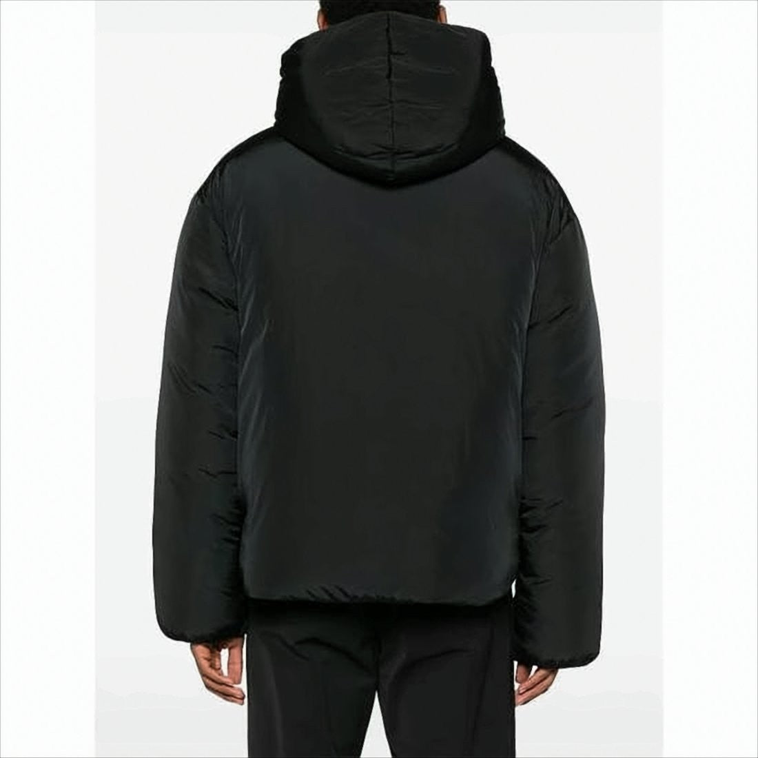 Boxy Black Padded Jacket with High Collar
