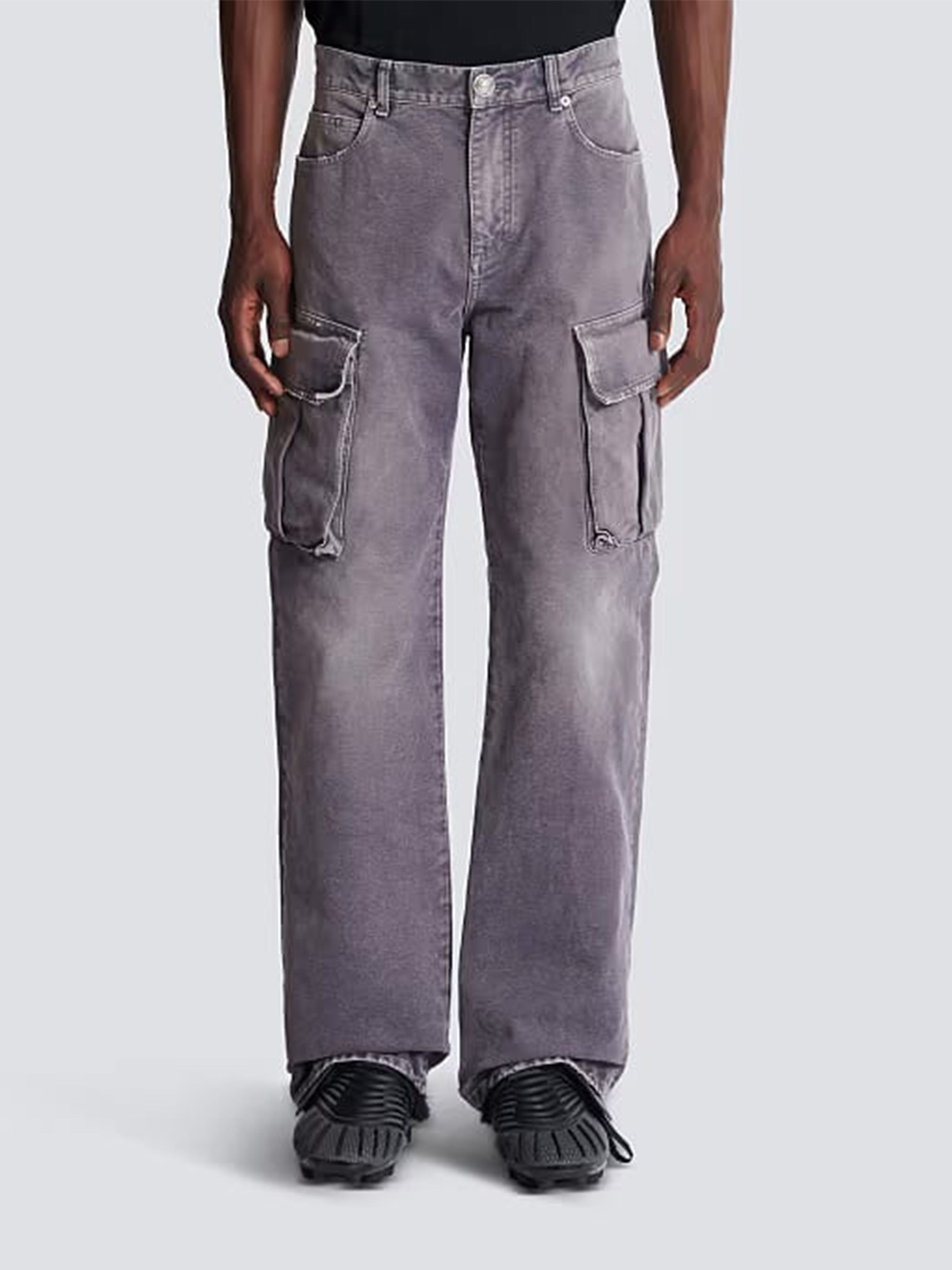 Faded Grey Large Jeans Cargo Jeans