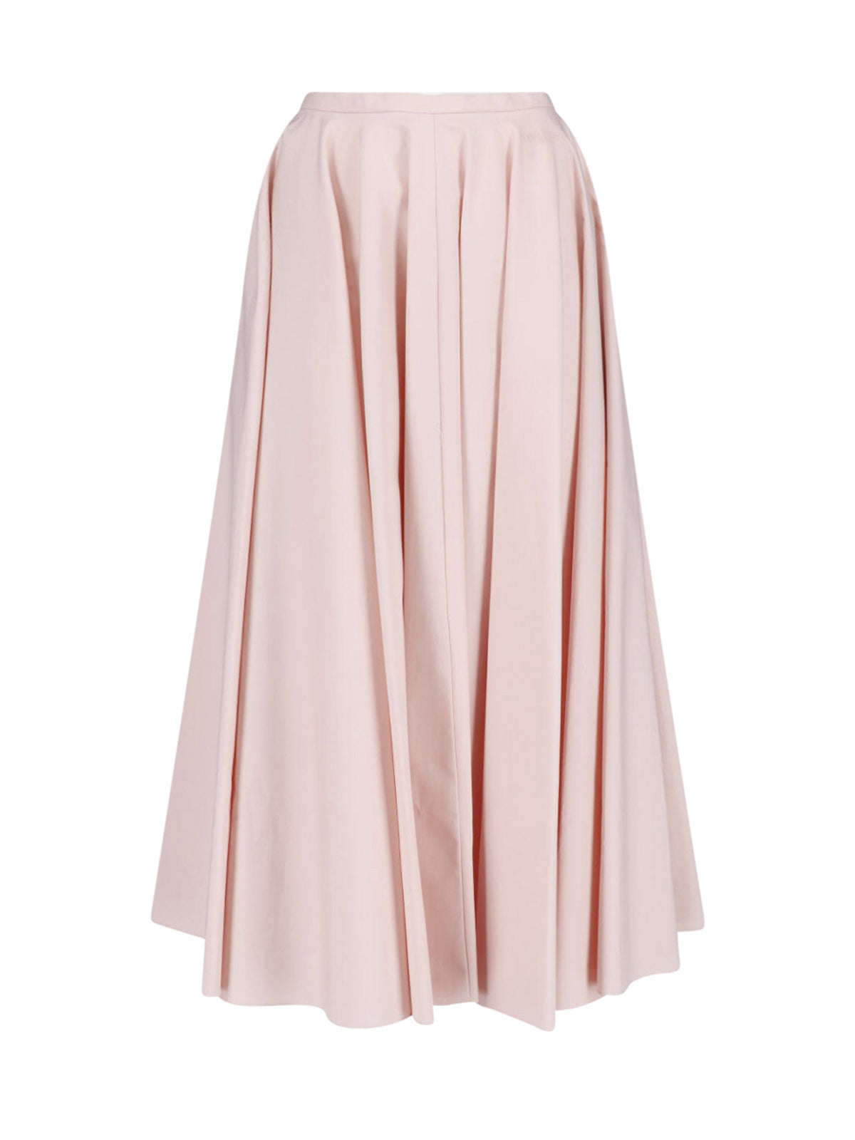Pink Pleated Poplin Logo Maxi Skirt