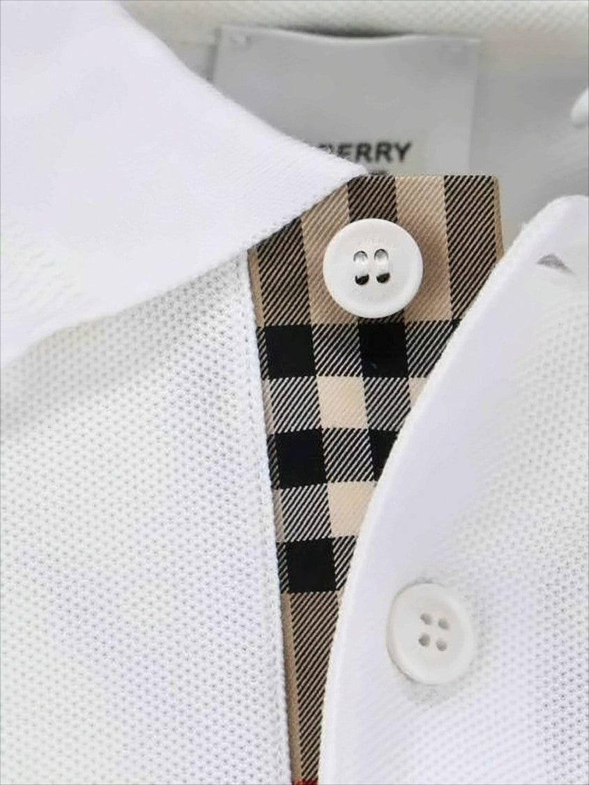 Textured Knit White Polo Shirt