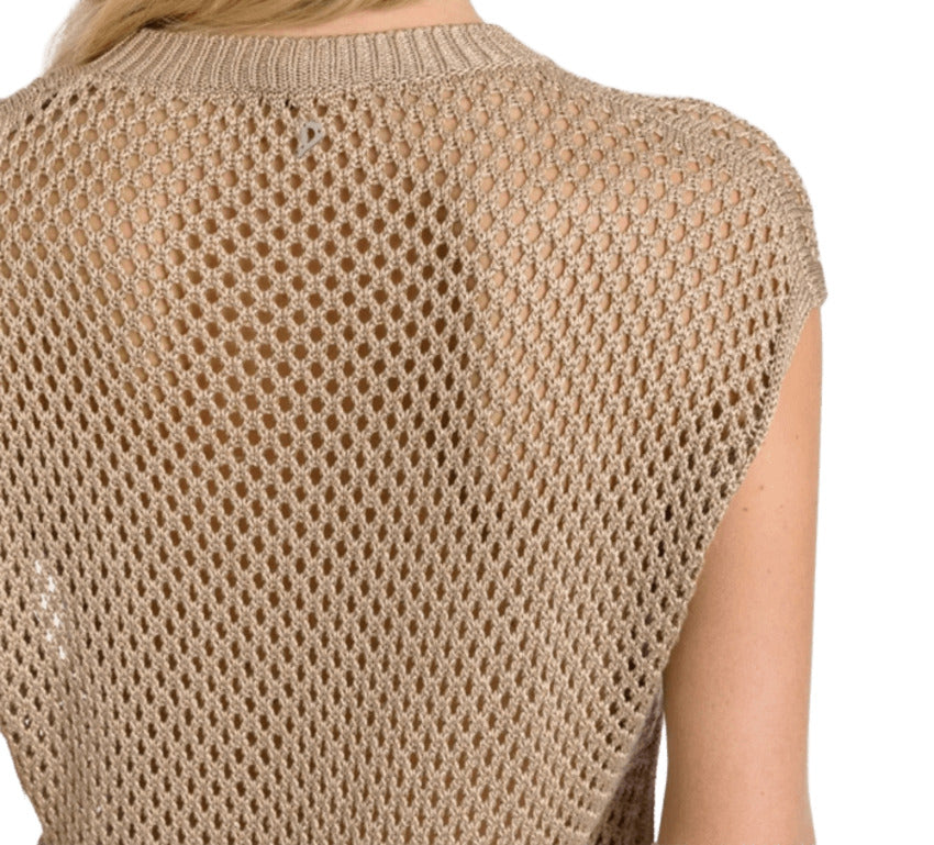 Beige Cotton Blend Gilet