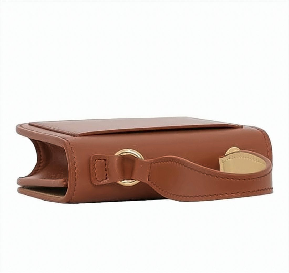Structured Brown Calf Leather Shoulder Bag