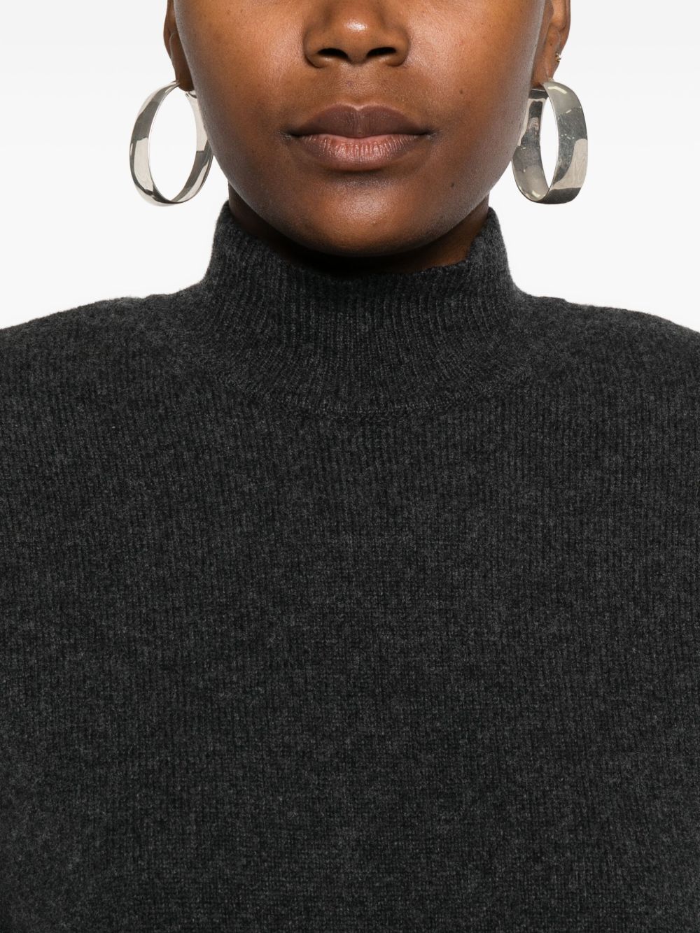 High Neck Dark Grey Cashmere Blend Top