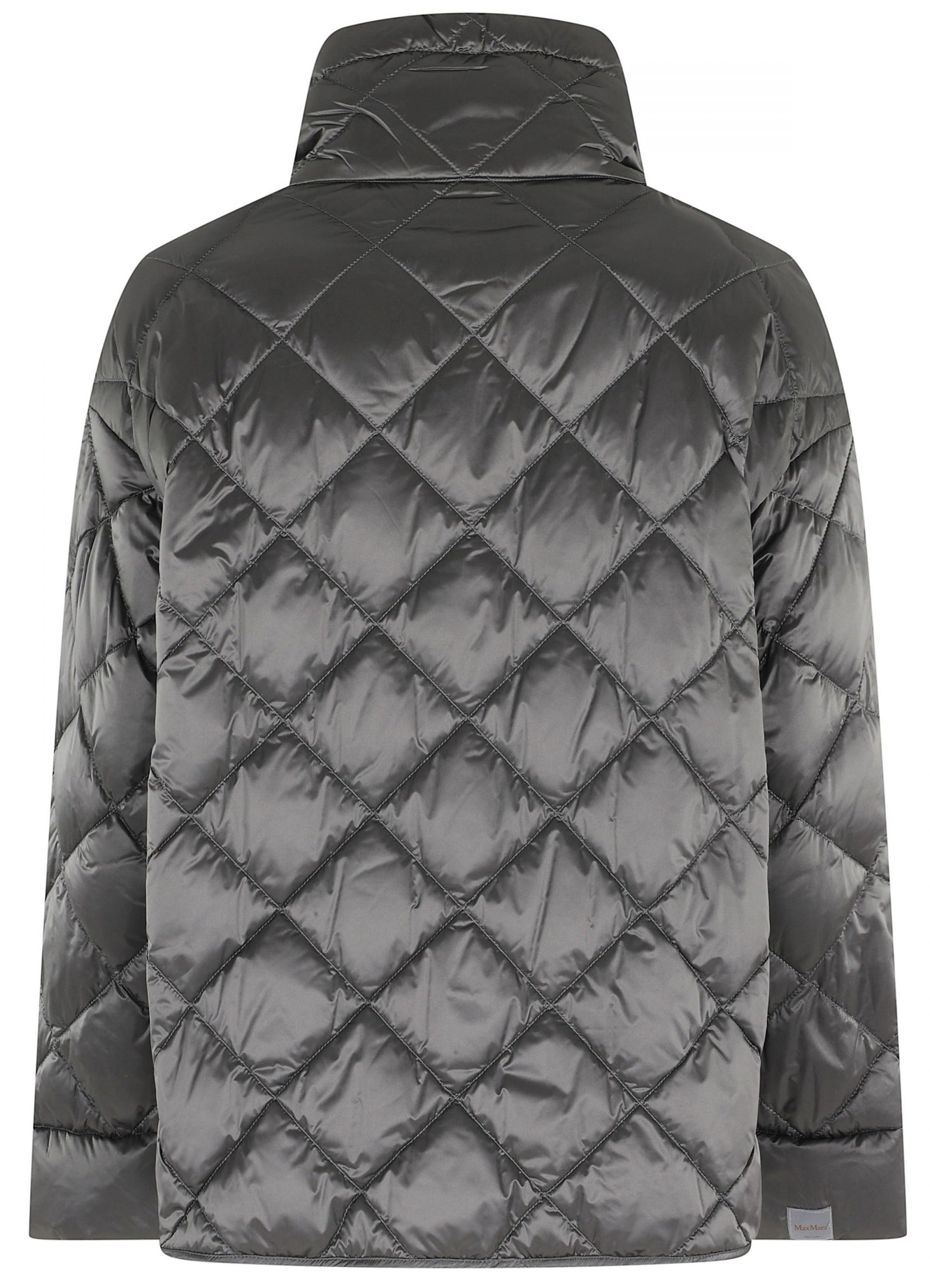 Diamond-Quilted Padded Jacket with High Collar