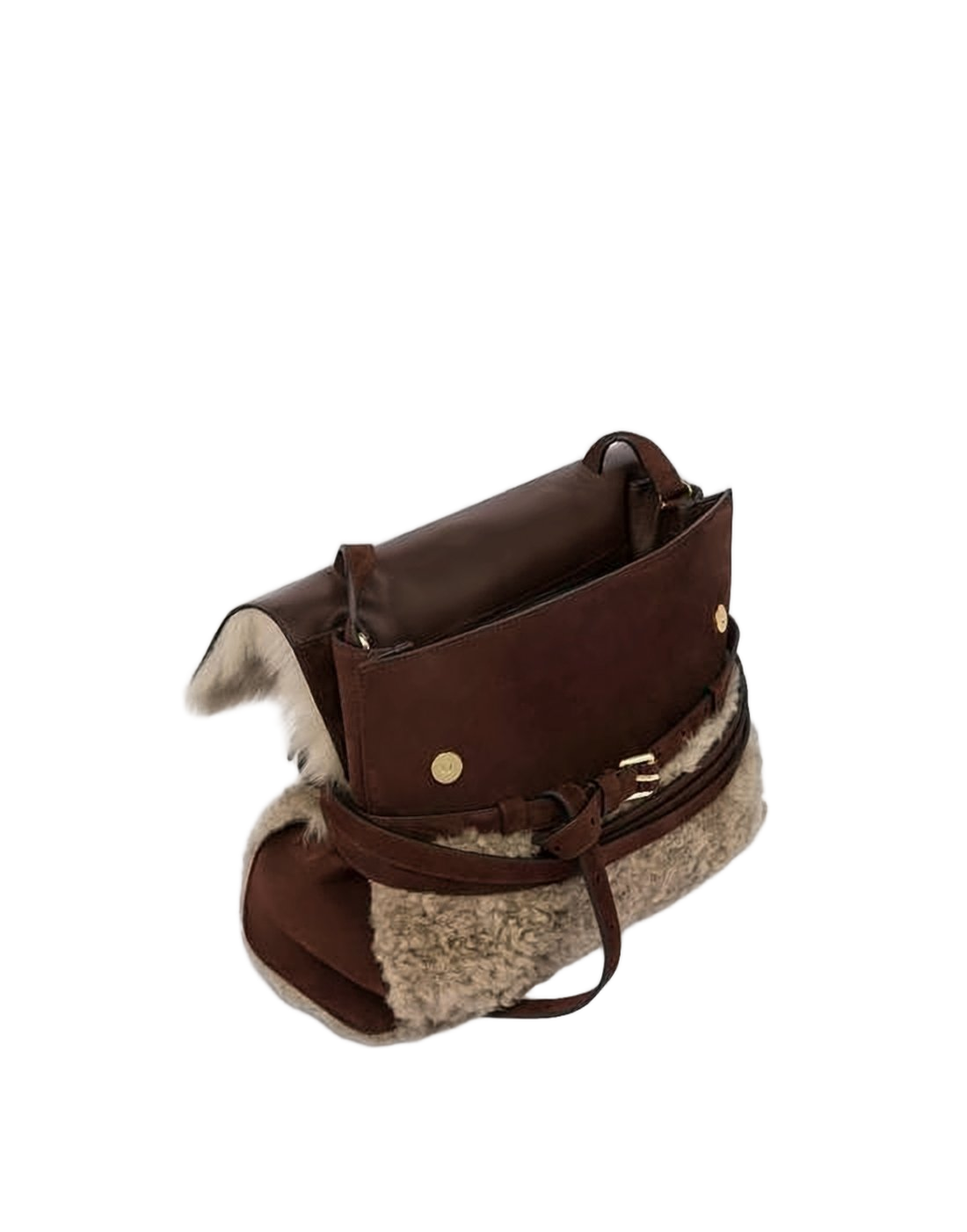 Curly Shearling Flap Shoulder Bag