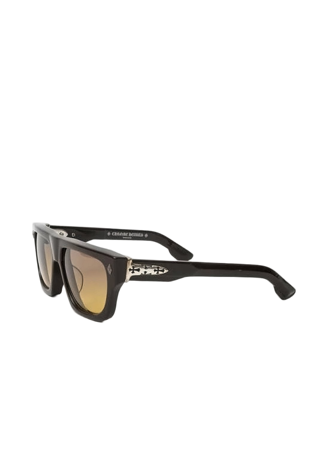 Rectangular Black Acetate Sunglasses With Gradient Amber Lenses