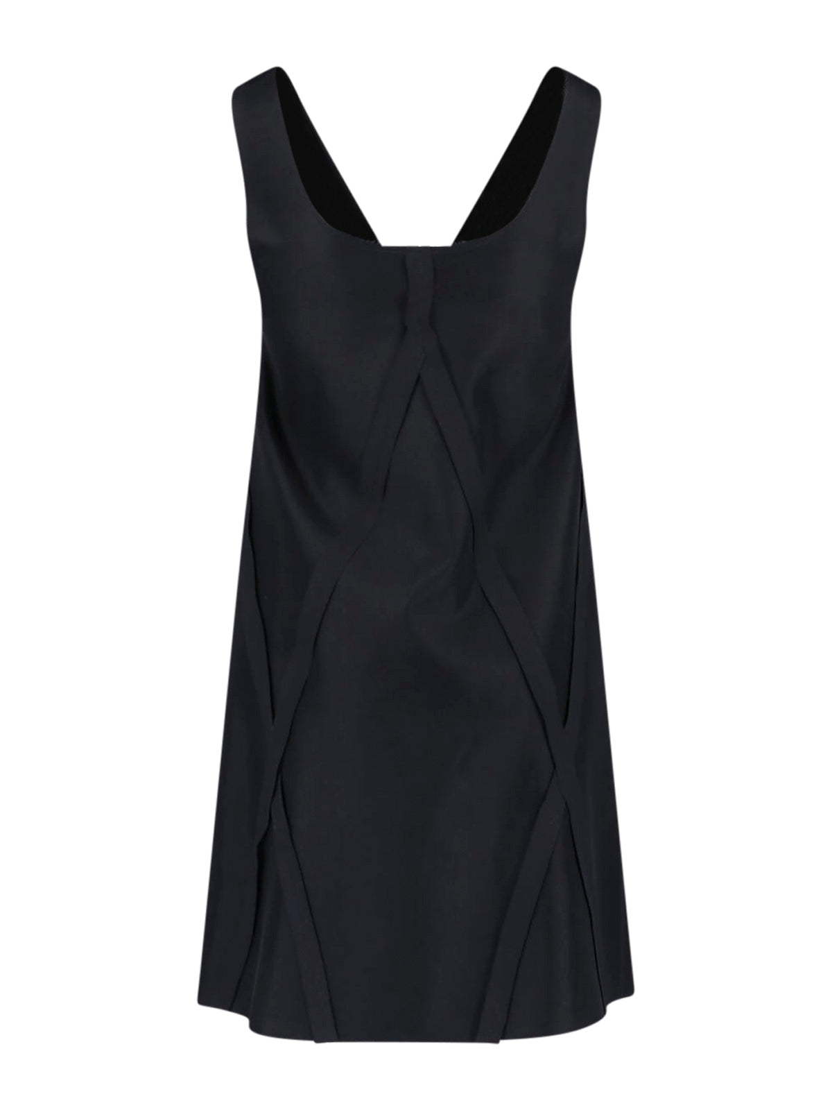 Black Geometric Raw-Cut Midi Dress