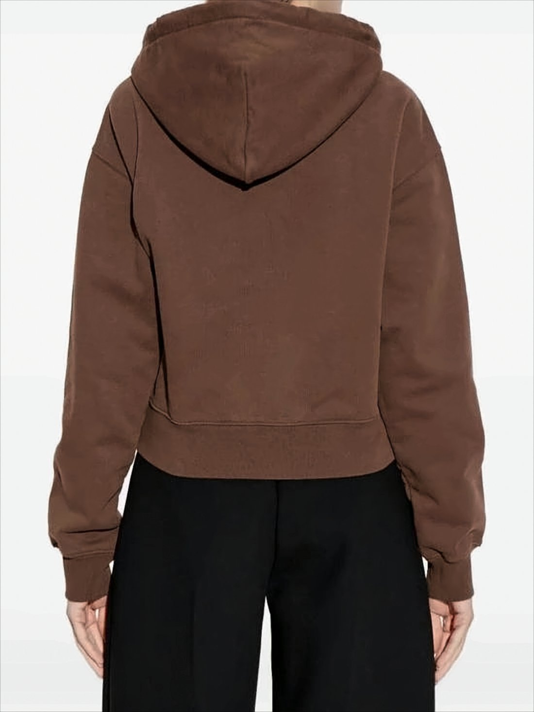 Cropped Brown Hoodie with Drawstring