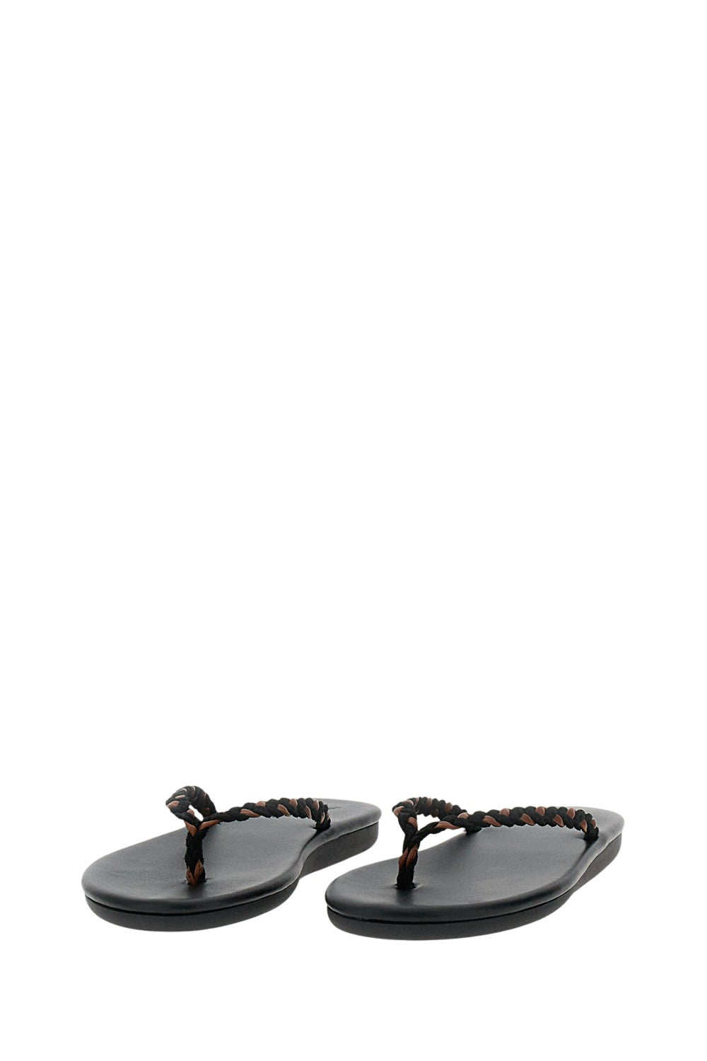 Black Saionara Leather Thong Sandals