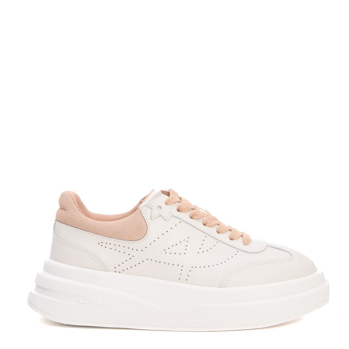 White Leather Sneakers With Beige Accents