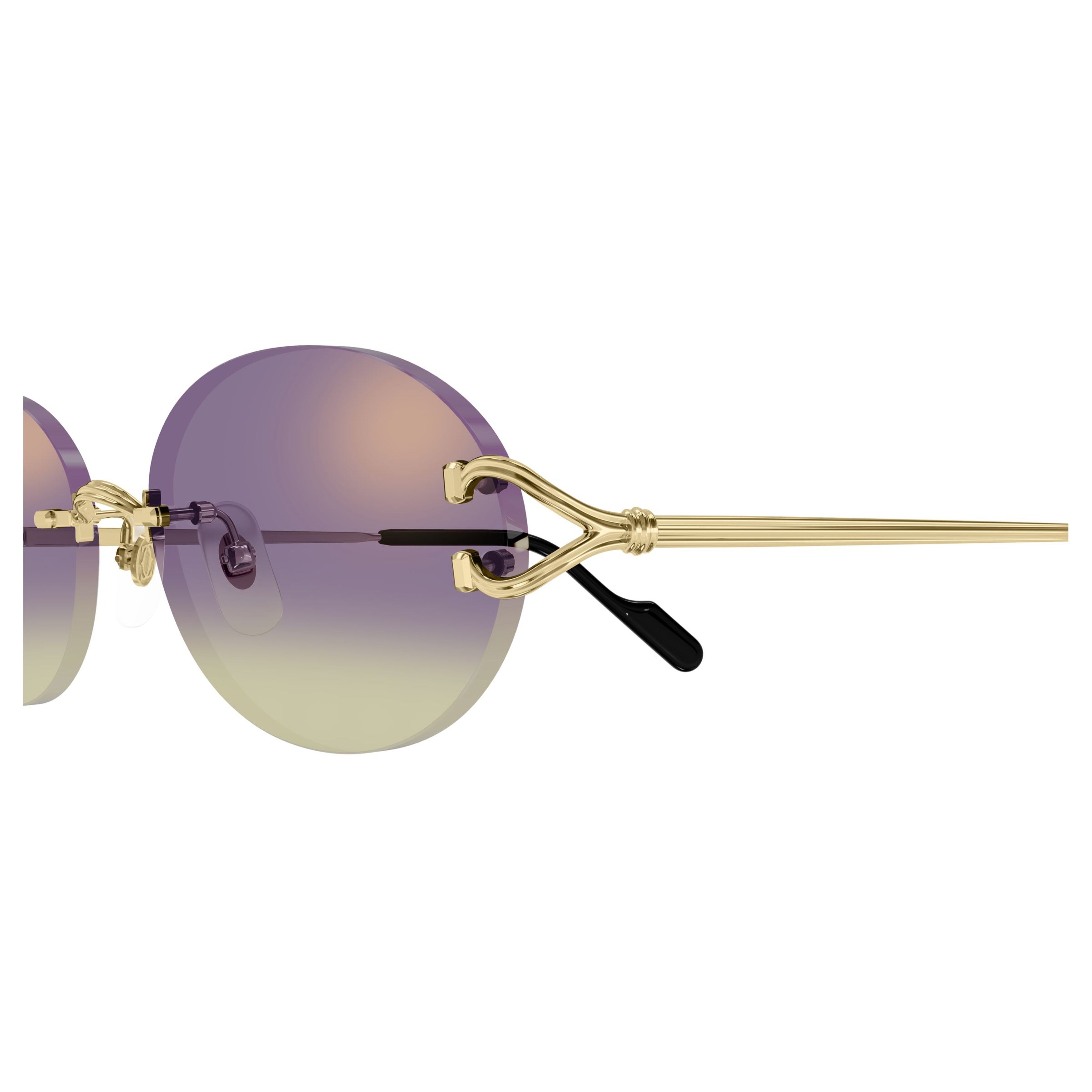 Gradient Oval Rimless Sunglasses With Unique Y-Shaped Arms