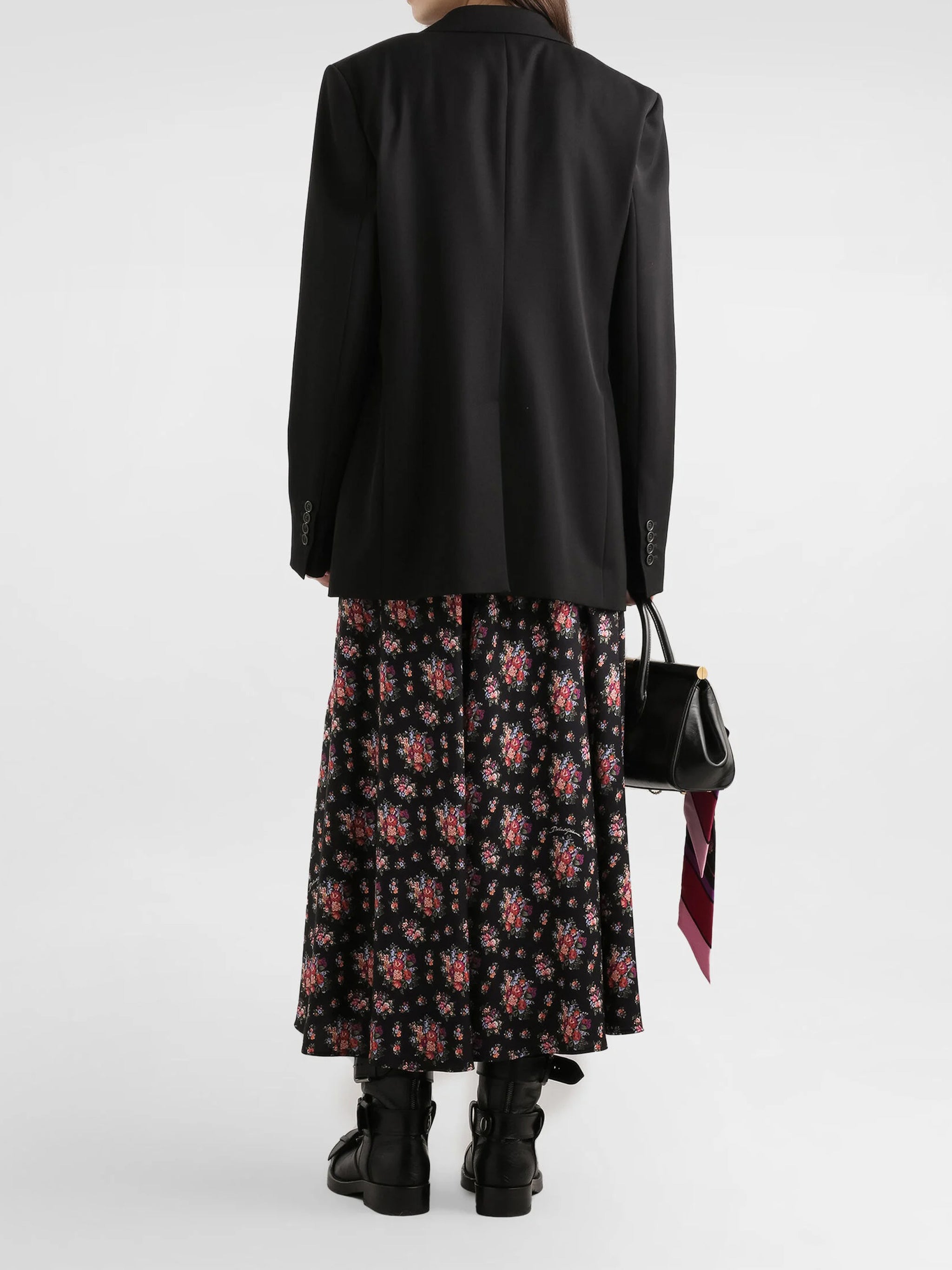 Tailored Black Wool Notch Lapel Blazer