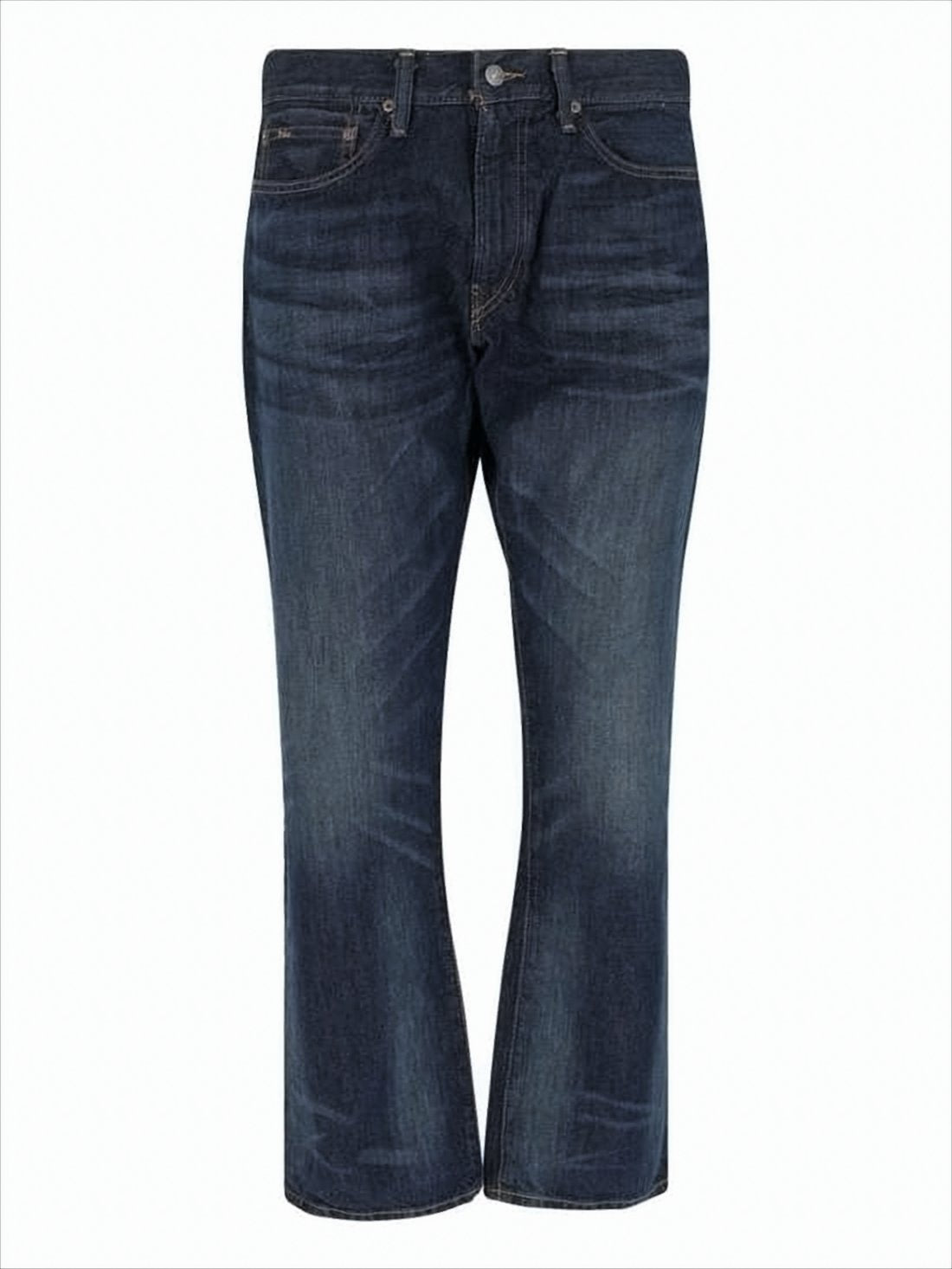 Classic Five-Pocket Denim Pants with Leather Accents