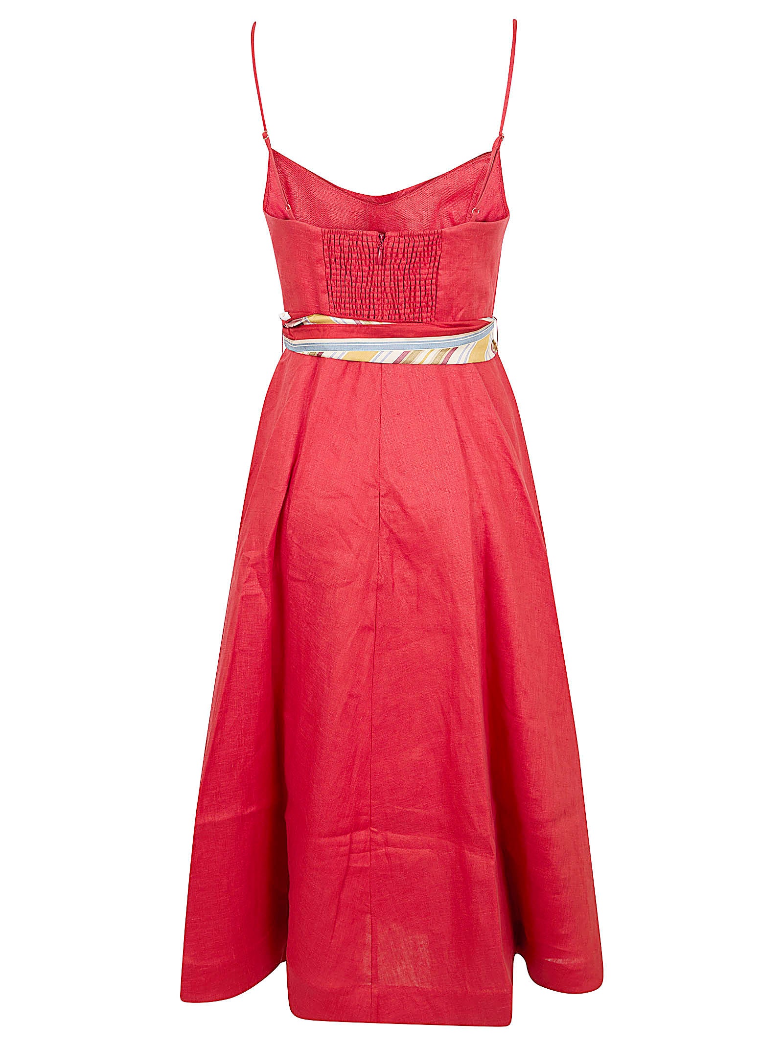 Linen Midi Dress with Adjustable Shoulder Straps
