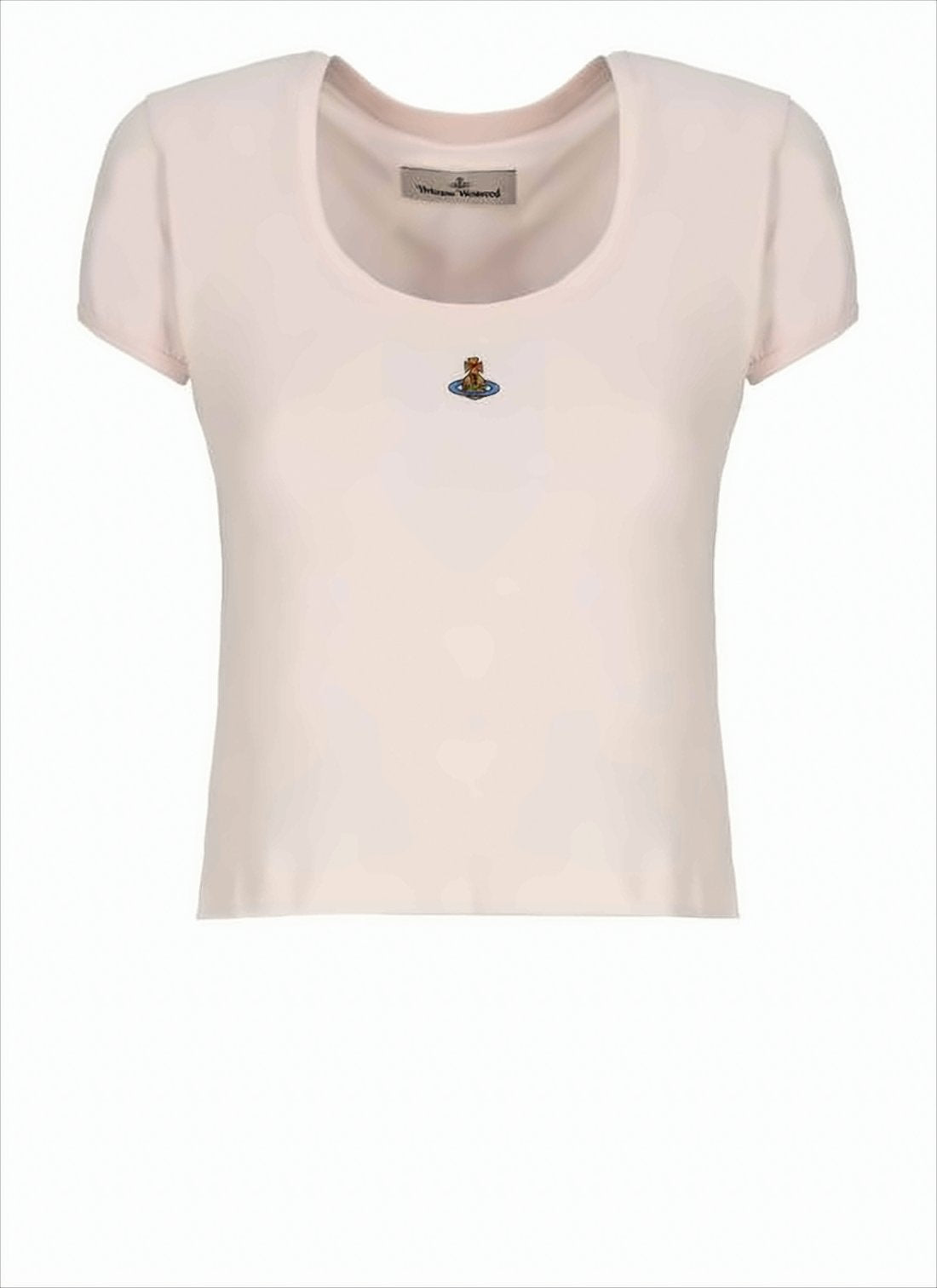 Cropped Short-Sleeved T-Shirt with Scoop Neckline