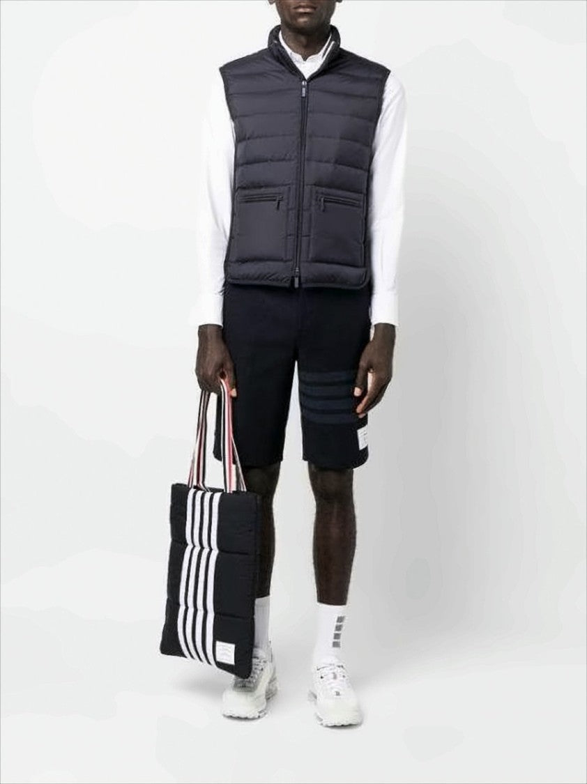 Sleek Padded Vest With Horizontal Quilting And High Collar