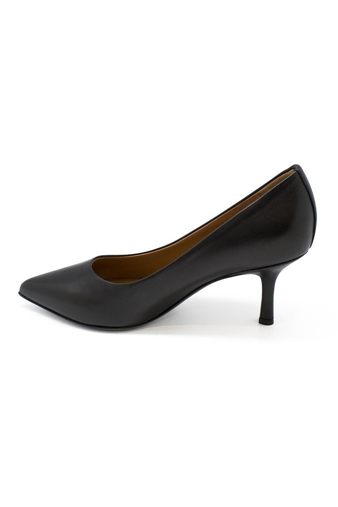 Pointed Toe Black Leather Pumps