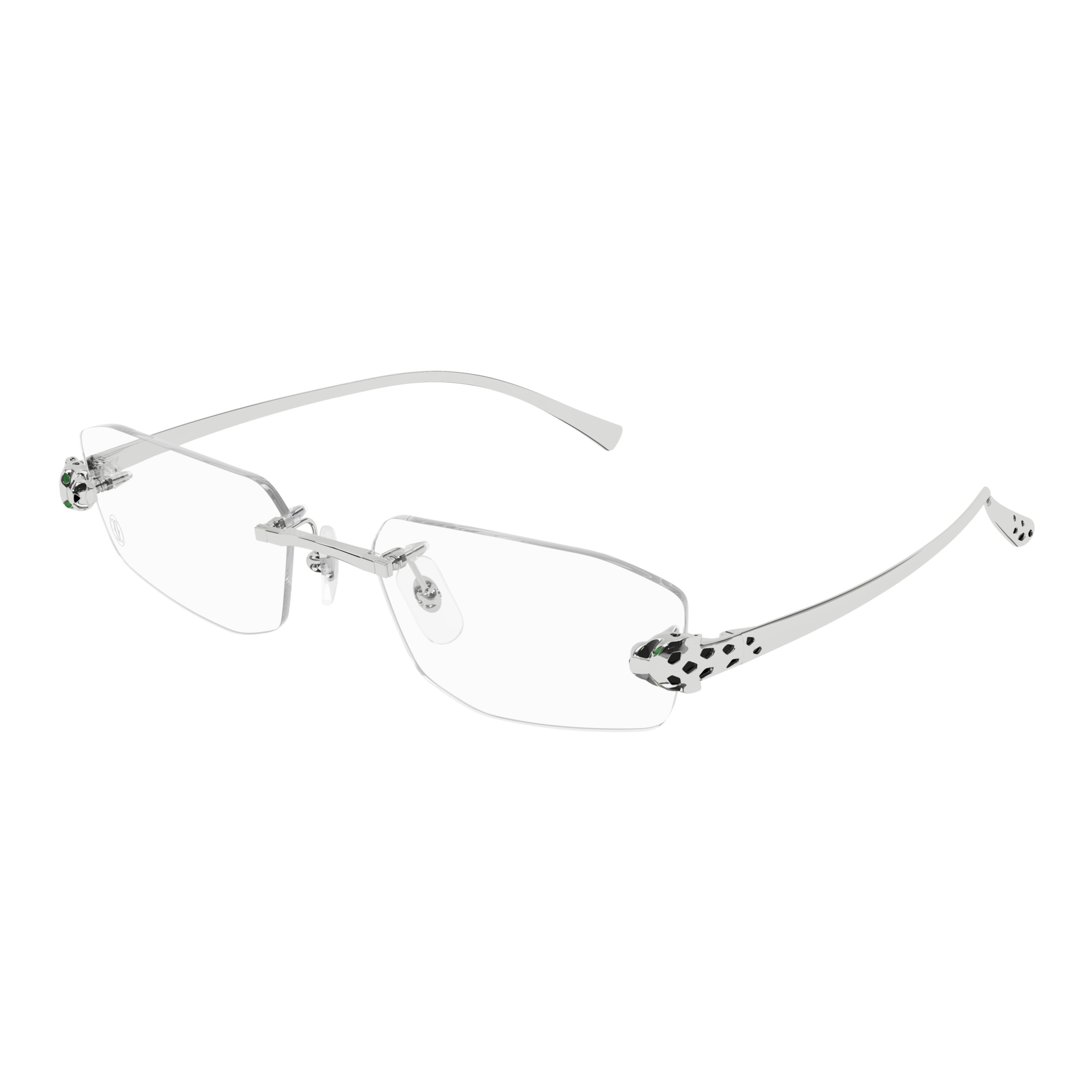 Rimless Eyeglasses With Panther Head Design In Metal Frame