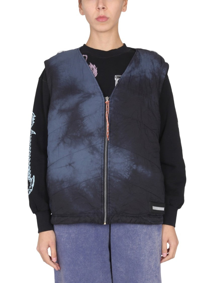 V-Neck Vest With Tie-Dye Pattern