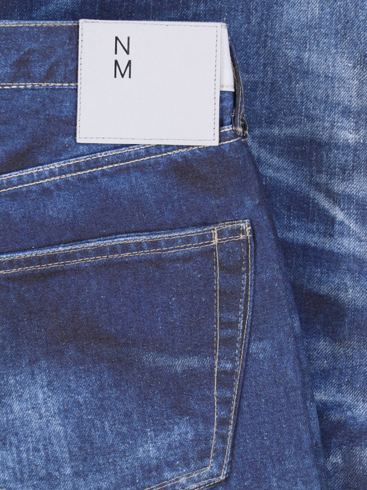 Blue Patchwork Distressed Straight Leg Jeans