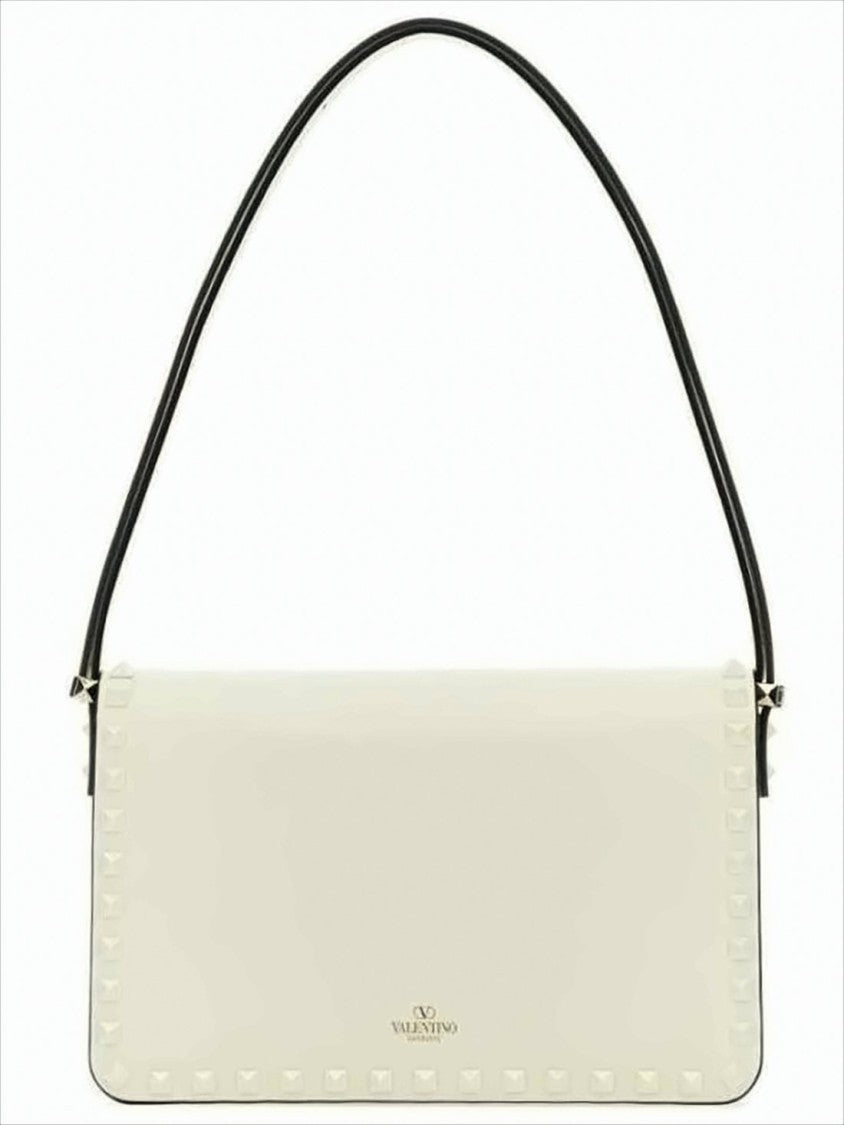 Rectangular White Calf Leather Shoulder Bag