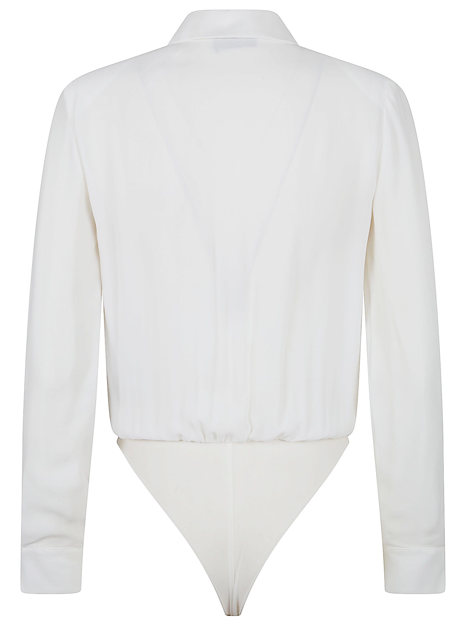 Draped Front Panel Long-Sleeved Bodysuit