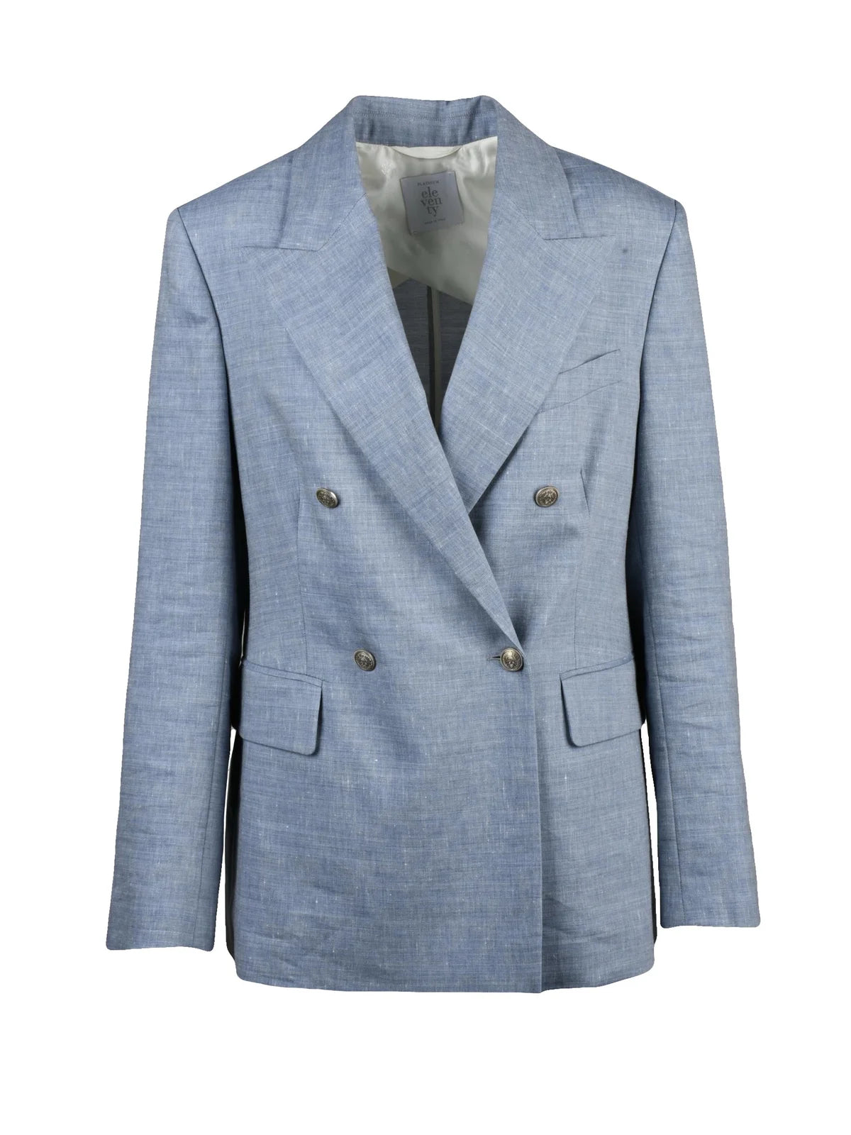 Light Blue Double-Breasted Linen Wool Jacket