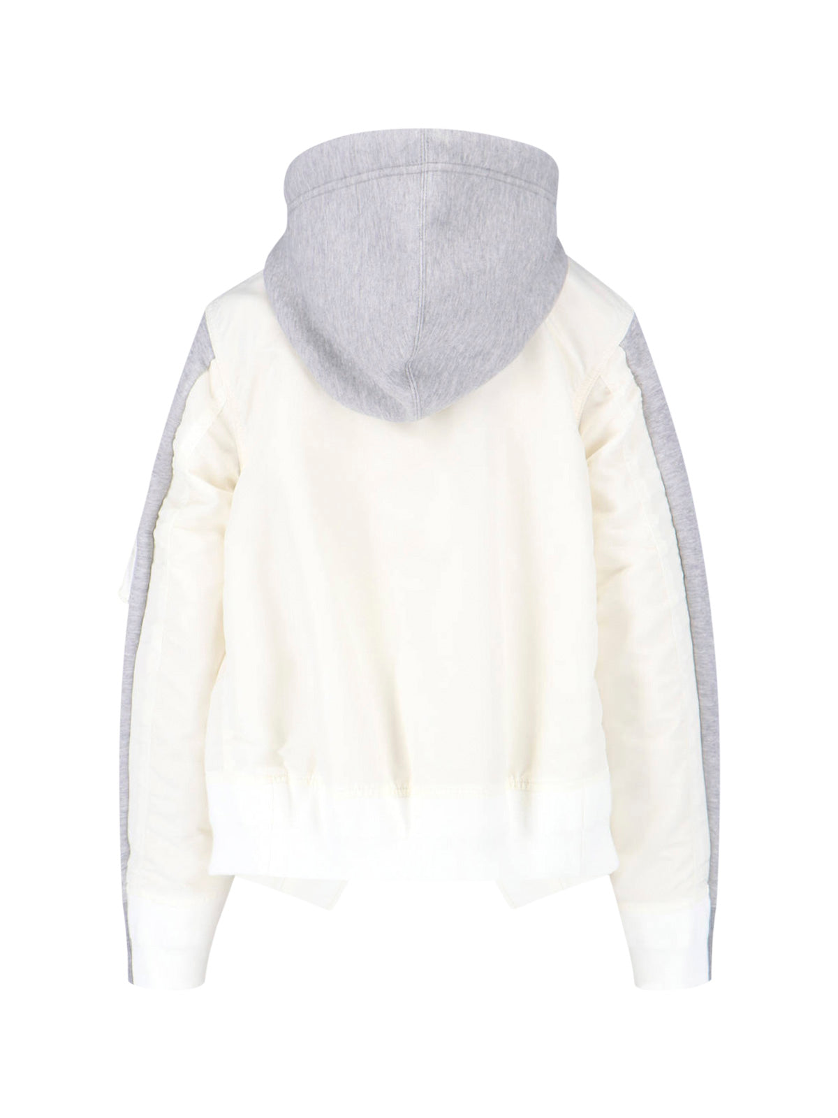 Grey/White Dual Zip Fabric Hoodie
