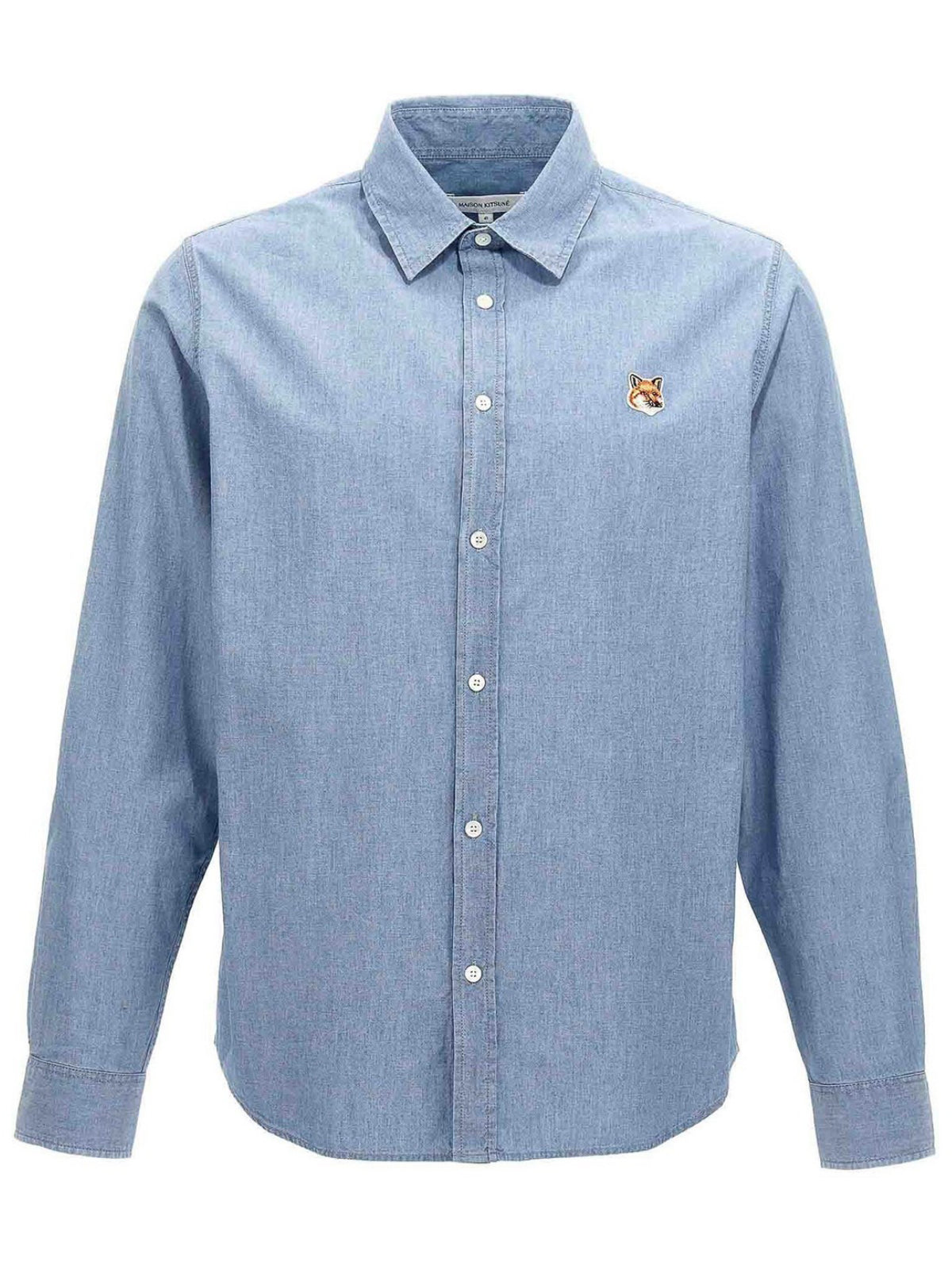 Long-Sleeve Button-Up Shirt With Classic Collar And Embroidered Detail