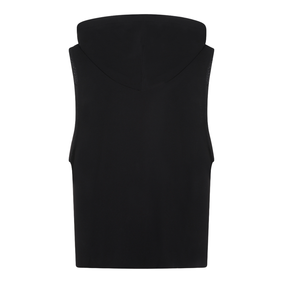 Black Sleeveless Hoodie with Classic Crew Neckline