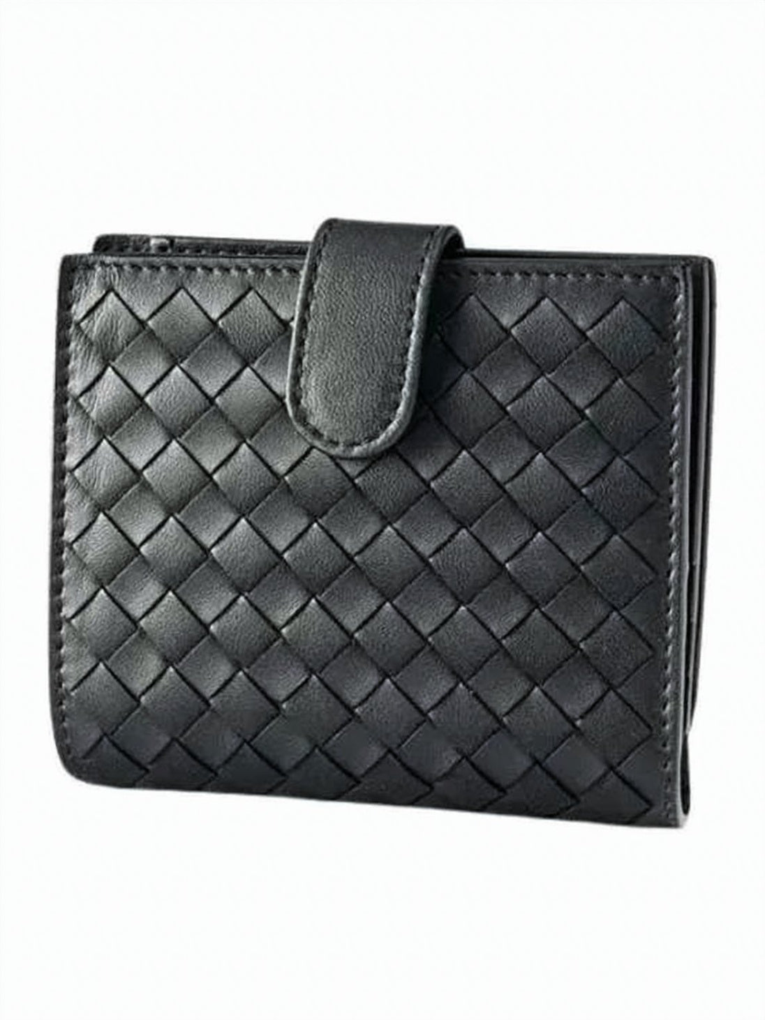 Woven Leather Compact Wallet