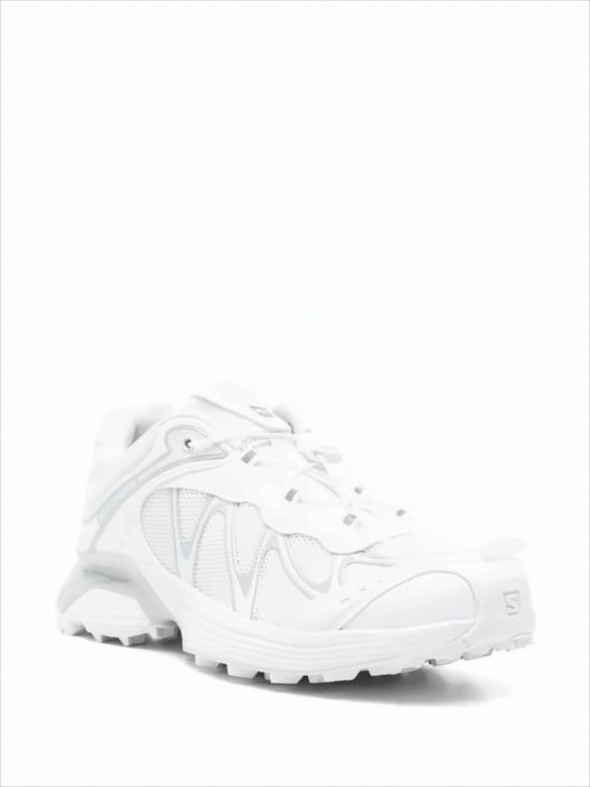White Textile Sneakers with Rugged Sole