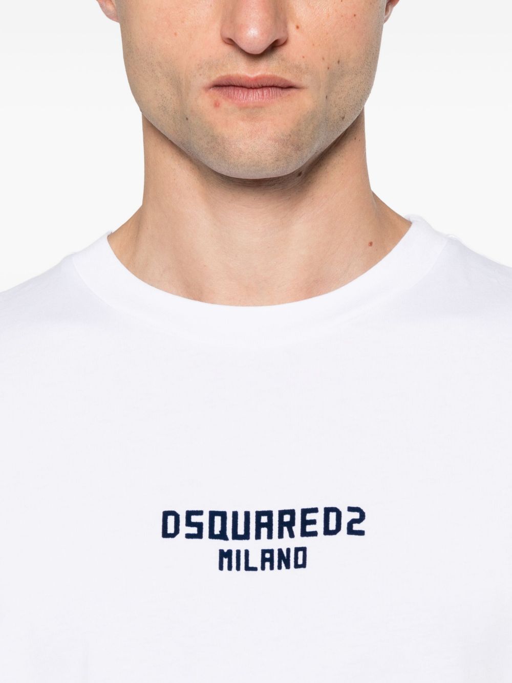 Embroidered Logo Short-Sleeved T-Shirt in Pristine White
