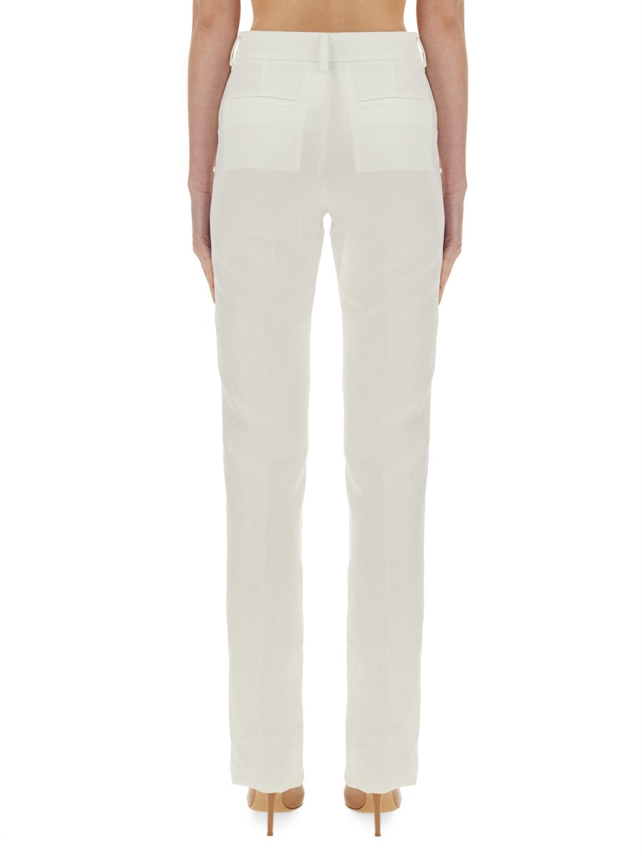Straight-Fit Tailored Pants With Mid-Rise Waist