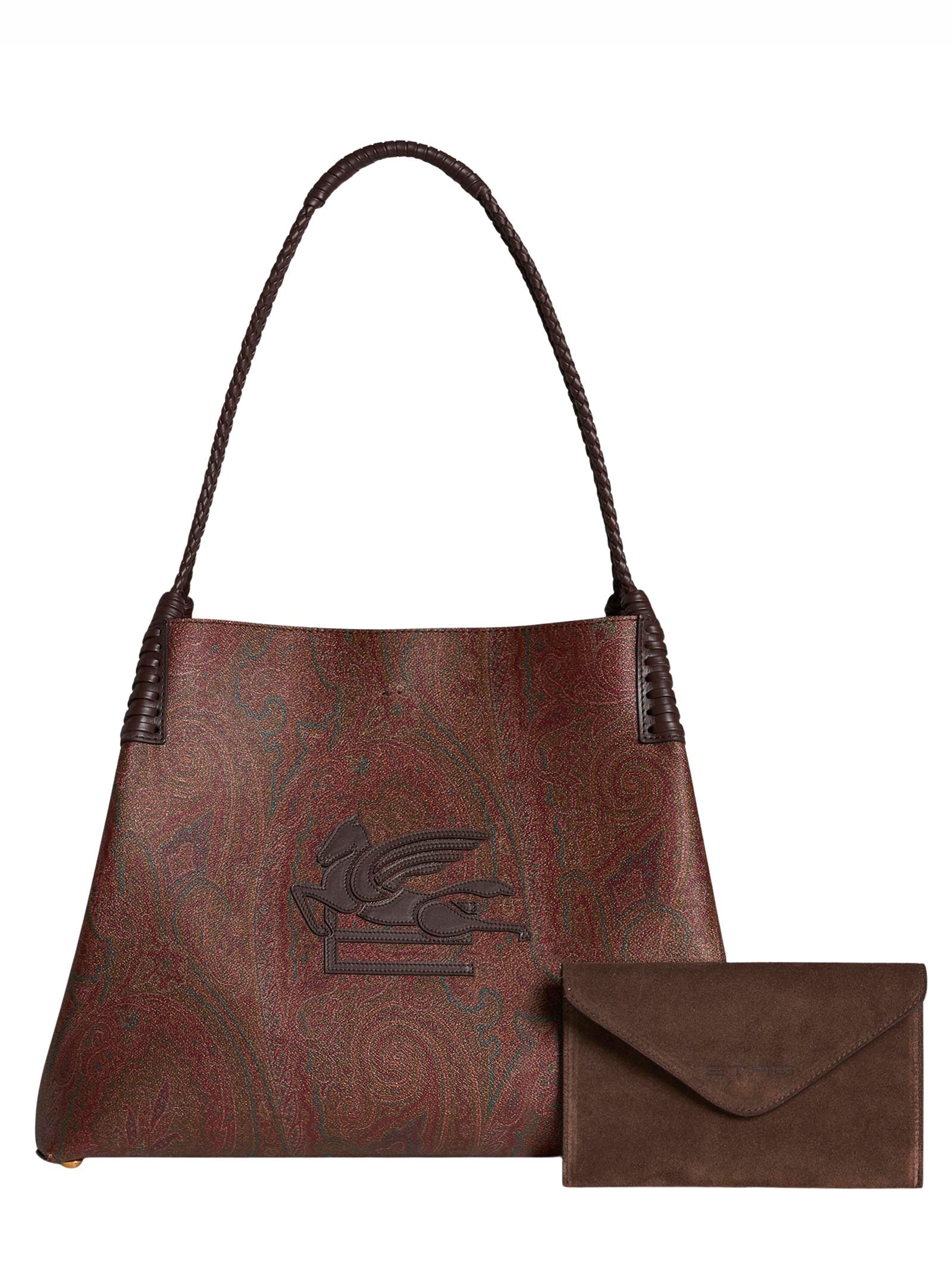 Medium Brown Paisley Jacquard Shopping Bag