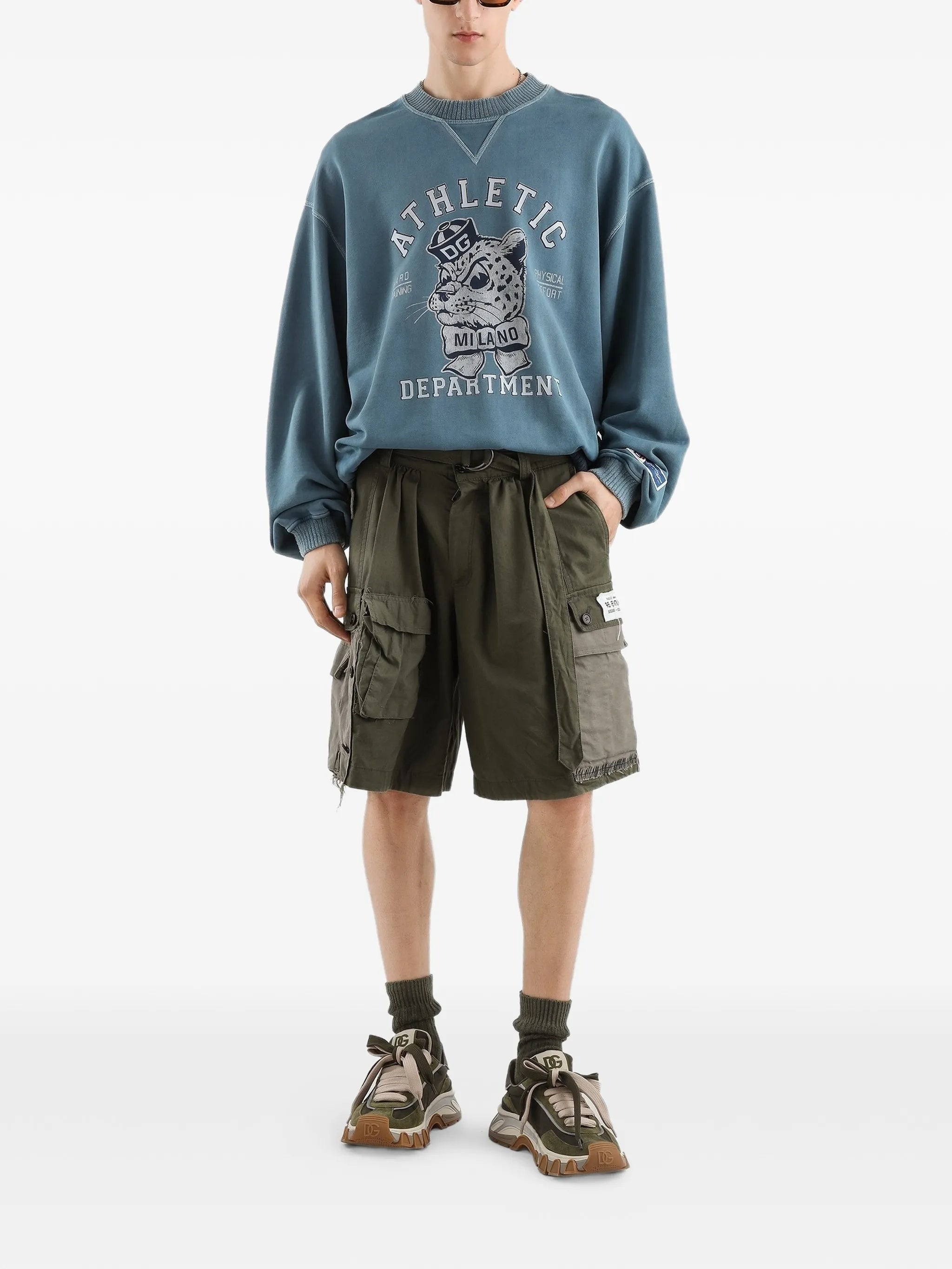 Washed Blue Relaxed Fit Leopard Sweatshirt