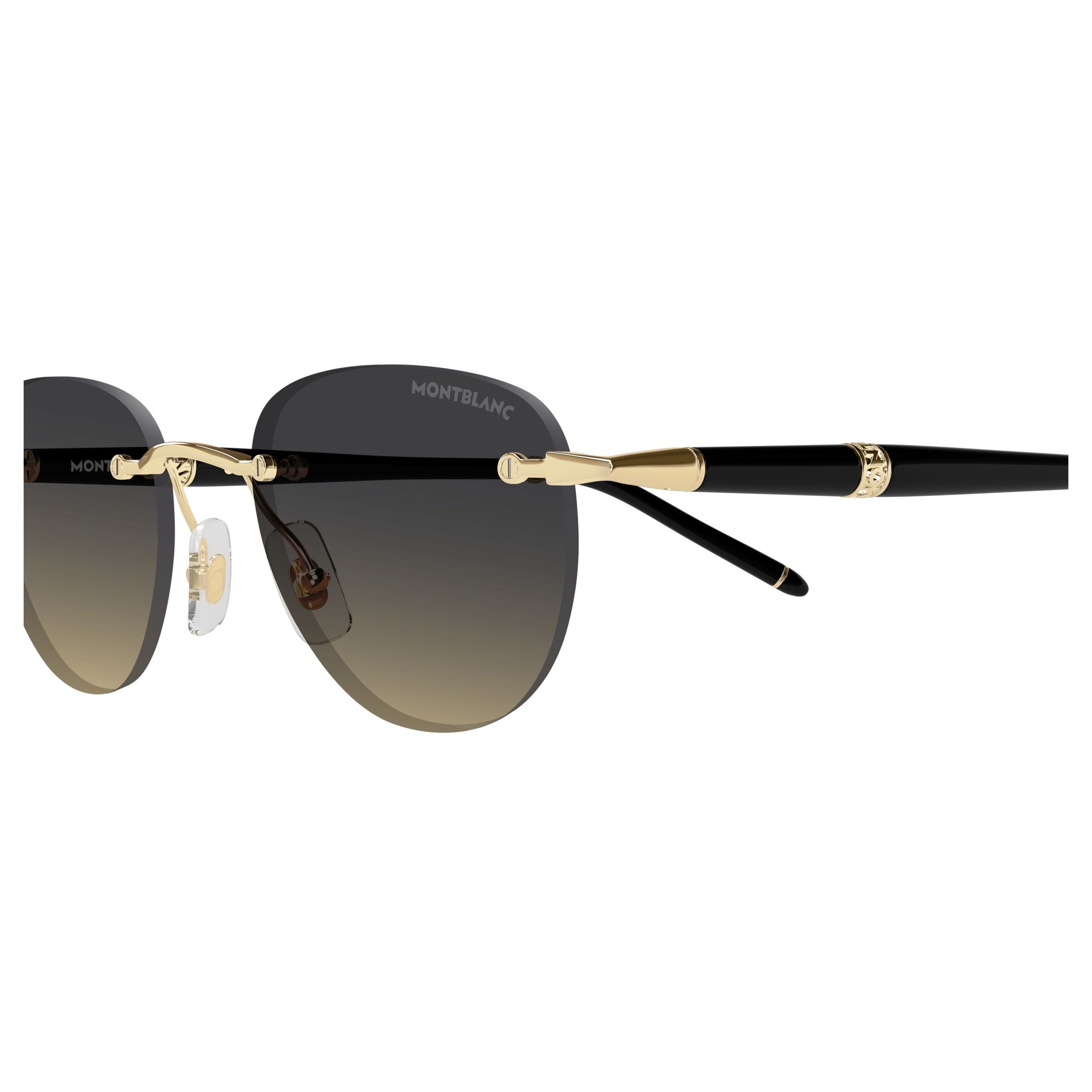 Mb0412s Rimless Gradient Lens Sunglasses with Gold Accents