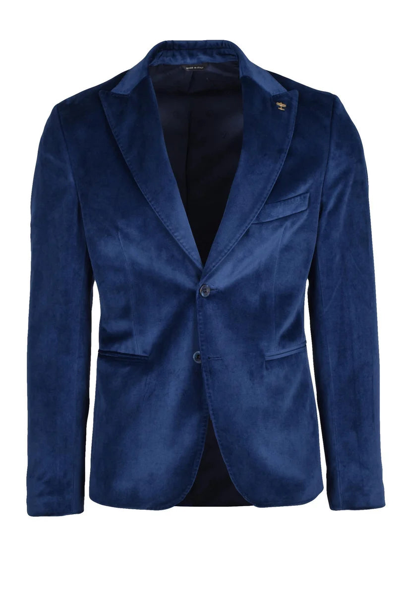 Velvet Double-Breasted Jacket - Blue