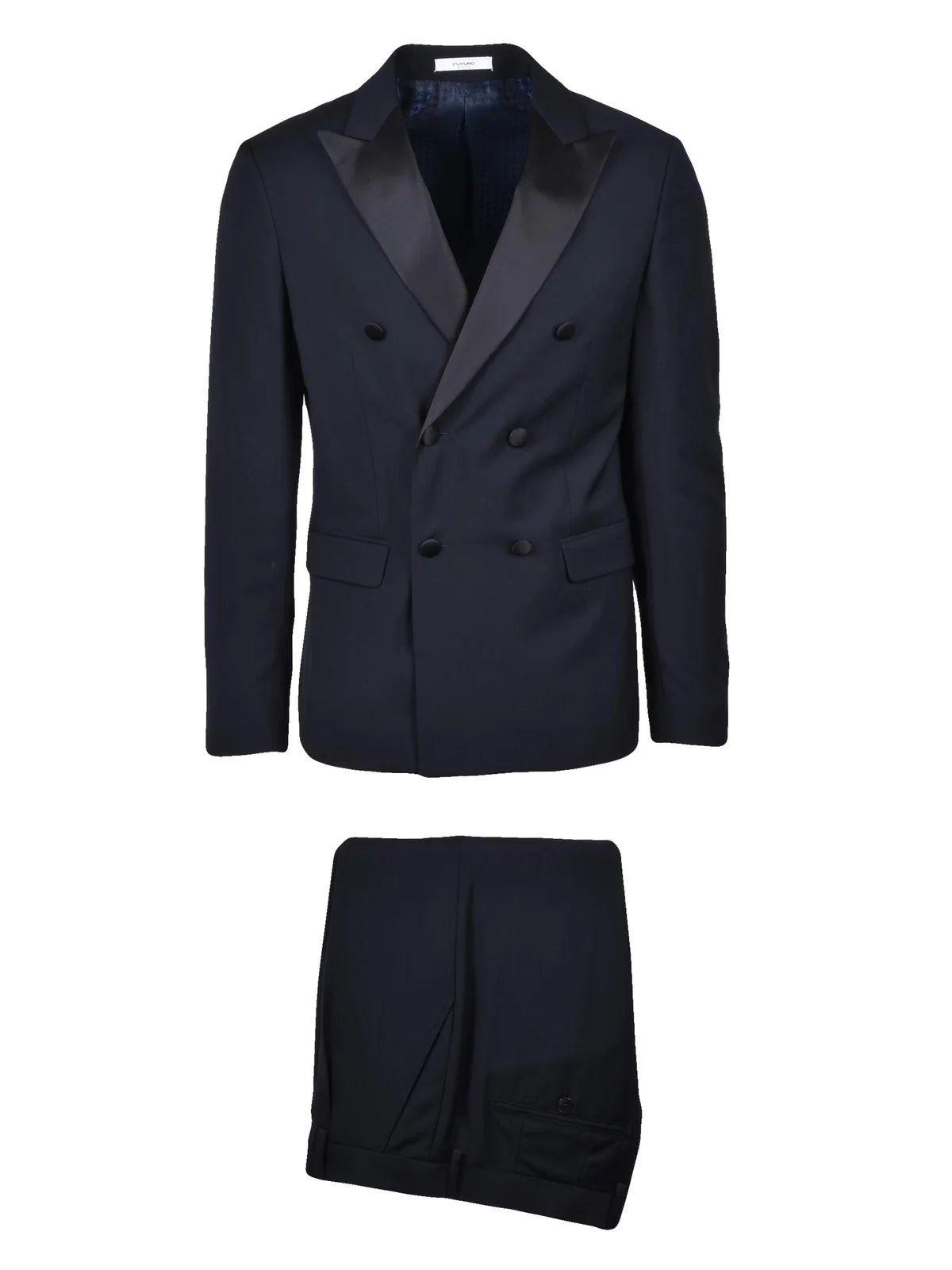 Men's Double-Breasted Virgin Wool Suit - Black