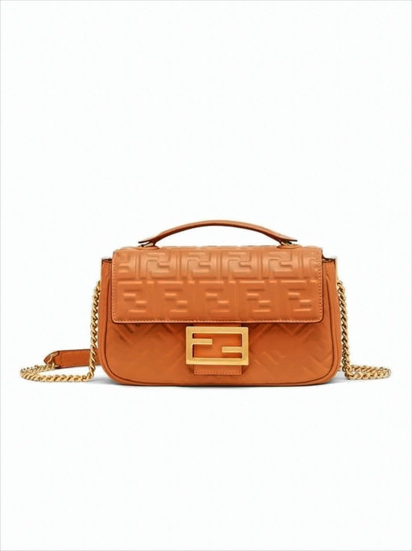 Structured Brown Lamb Leather Crossbody Bag