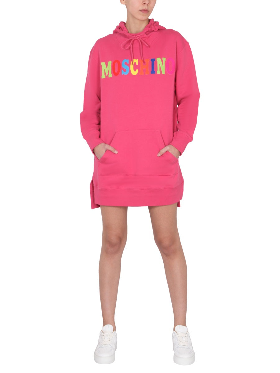 Dress With Multicolor Flocked Logo
