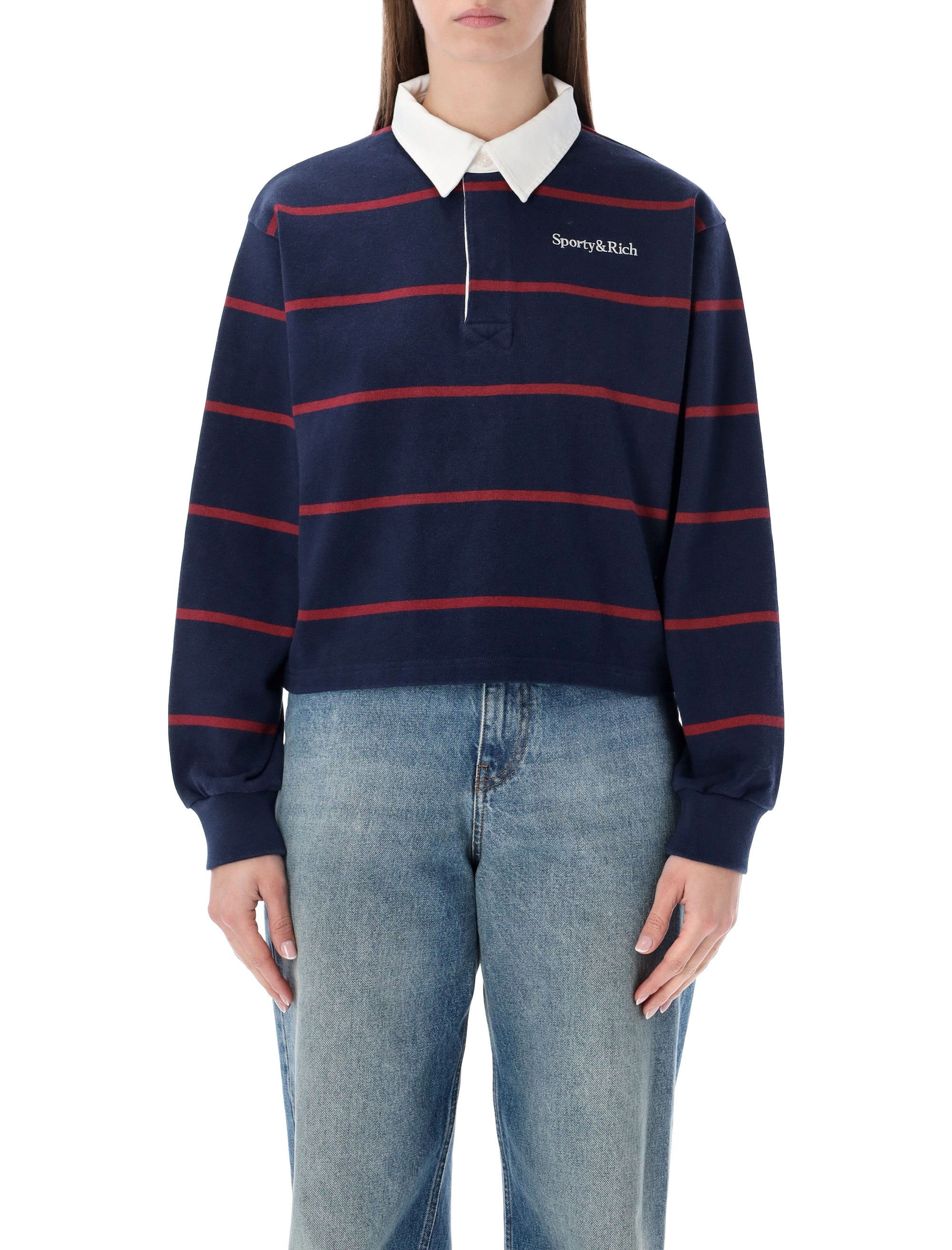 Boxy-Fit Navy and Merlot Rugby Polo